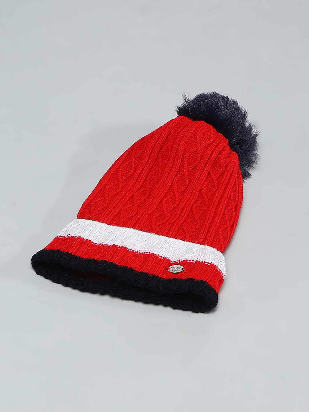 Kids Red Self Design Cap