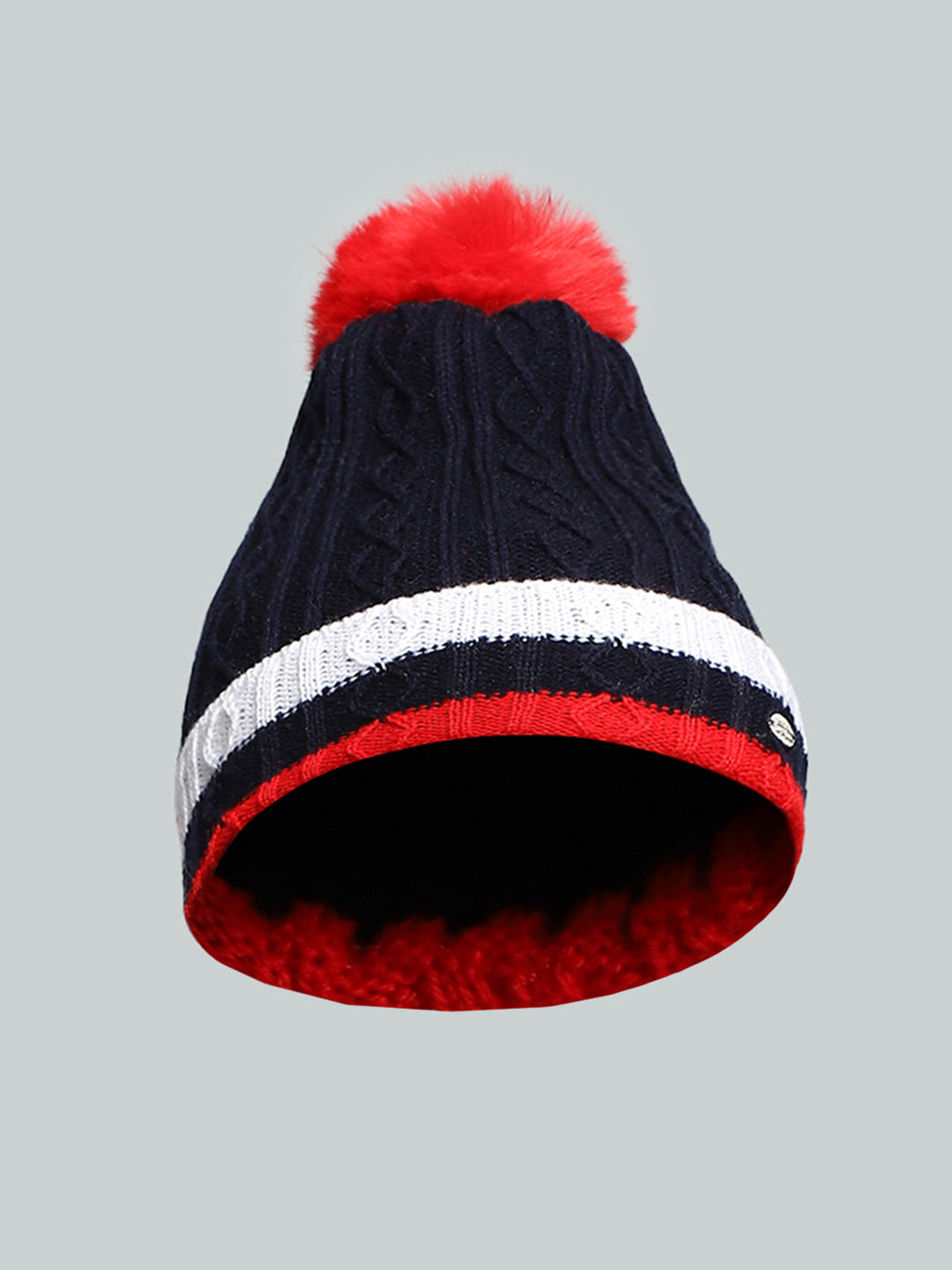 Kids Navy Blue Self Design Cap