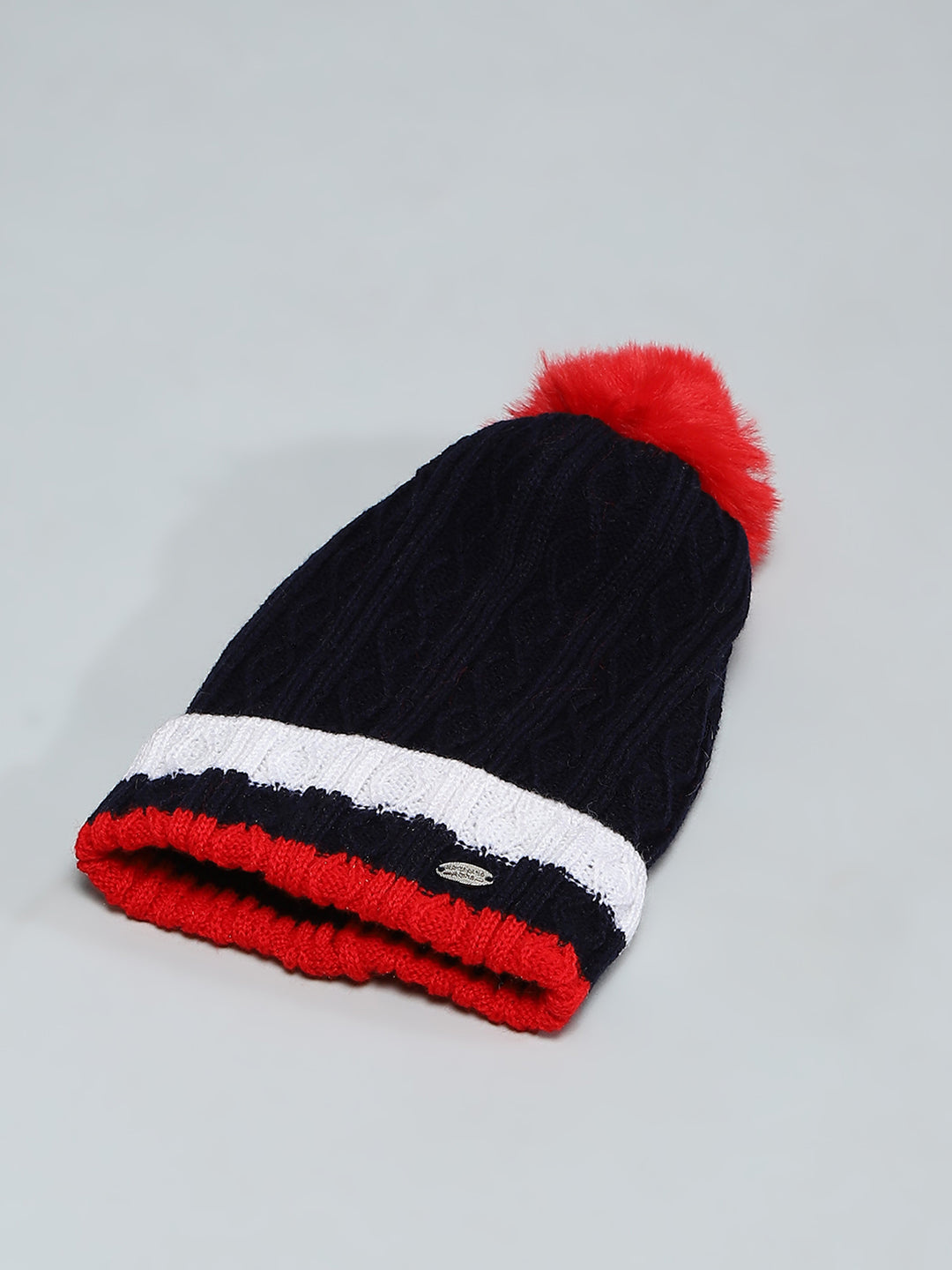 Kids Navy Blue Self Design Cap