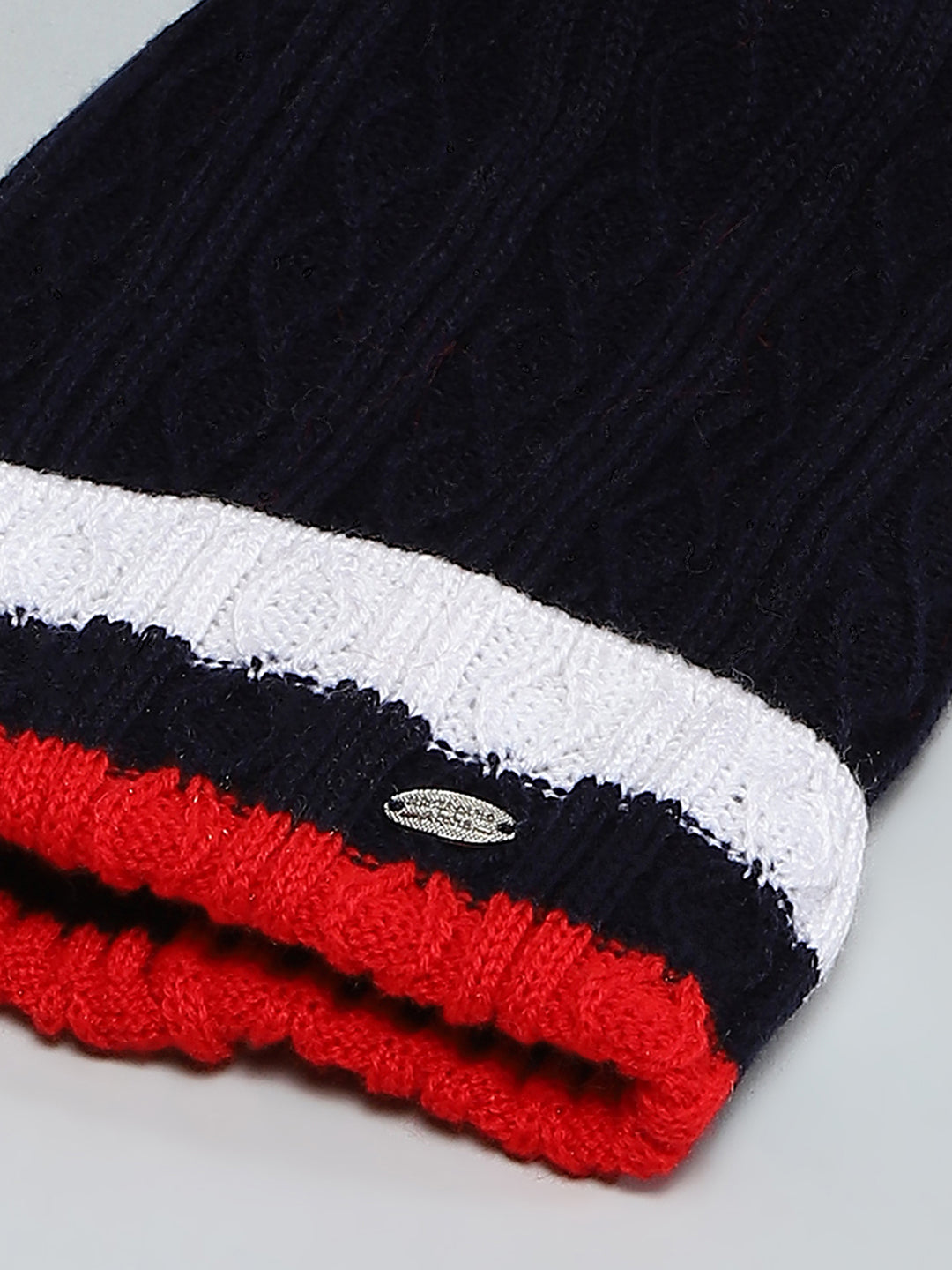 Kids Navy Blue Self Design Cap