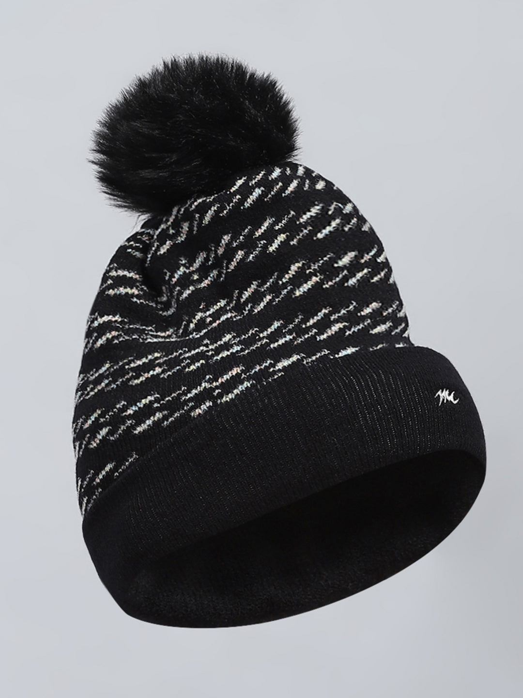 Kids Black Self Design Cap