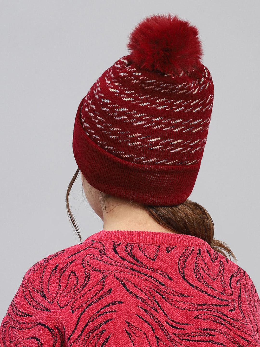 Kids Maroon Self Design Cap