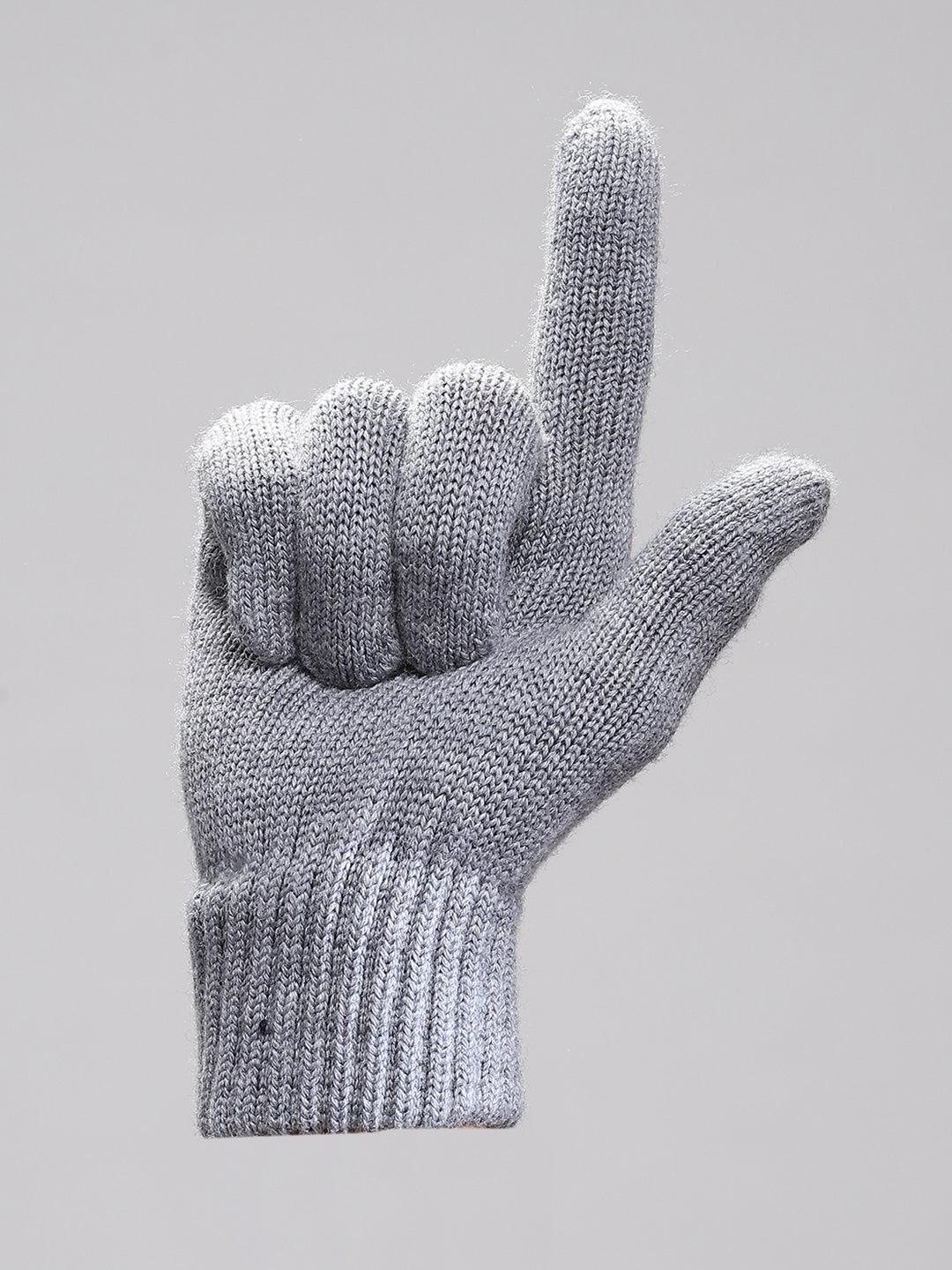 Men Grey Self Design Gloves