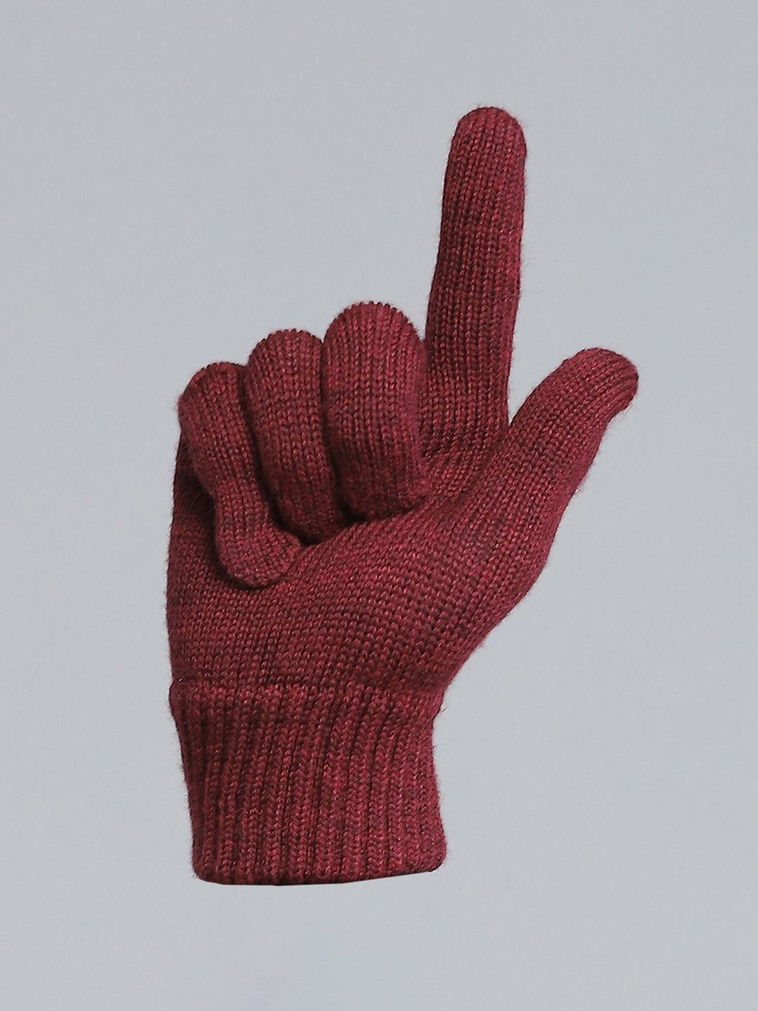 Men Maroon Self Design Gloves