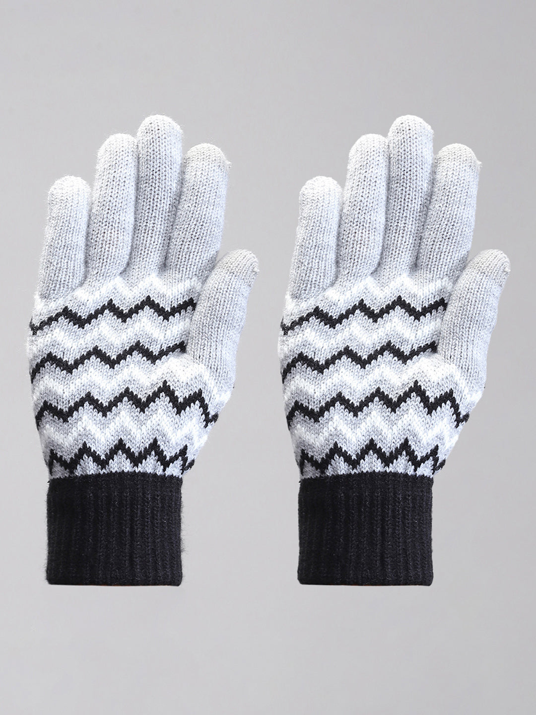 Men Grey Self Design Gloves