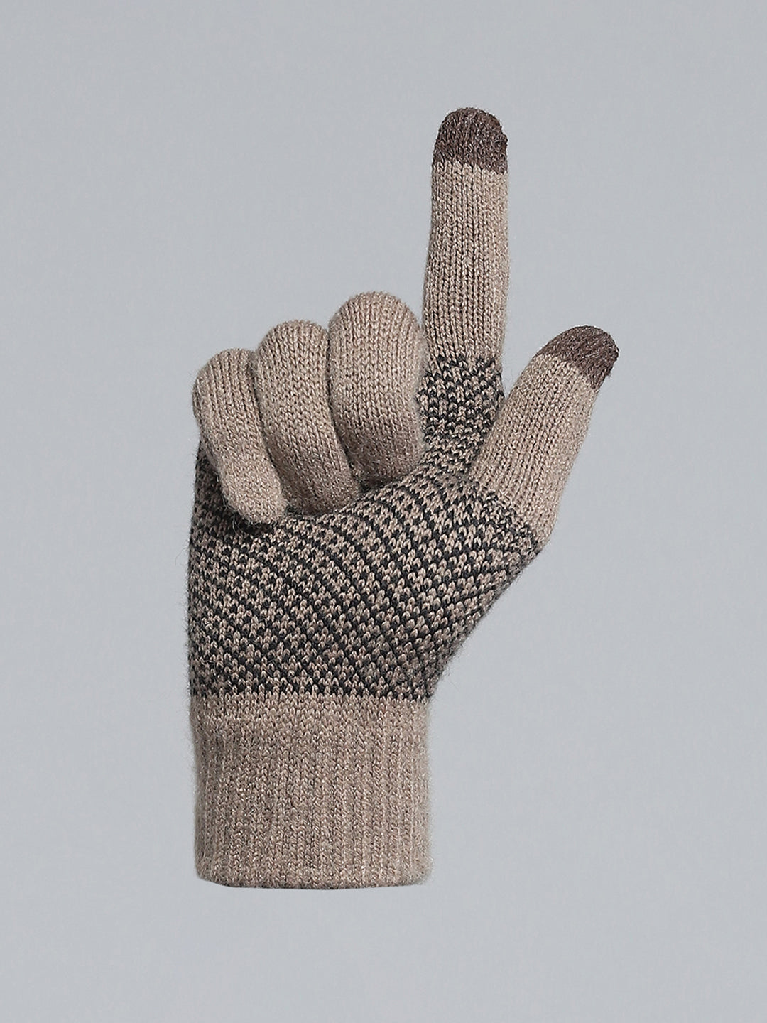 Men Camel Brown Self Design Gloves
