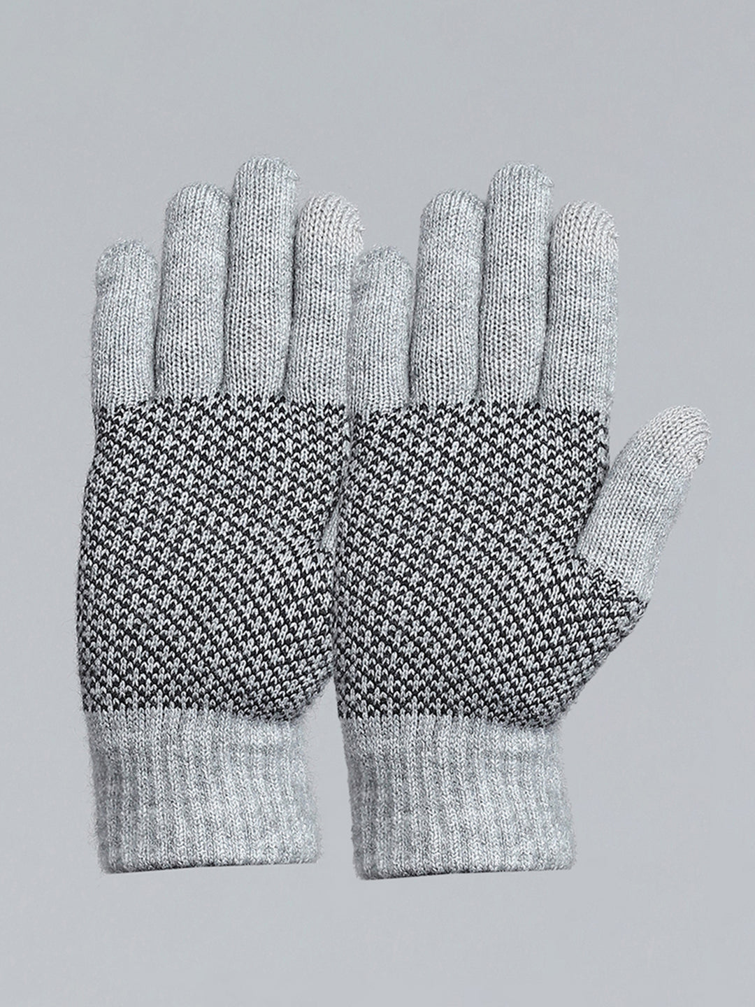 Men Grey Self Design Gloves