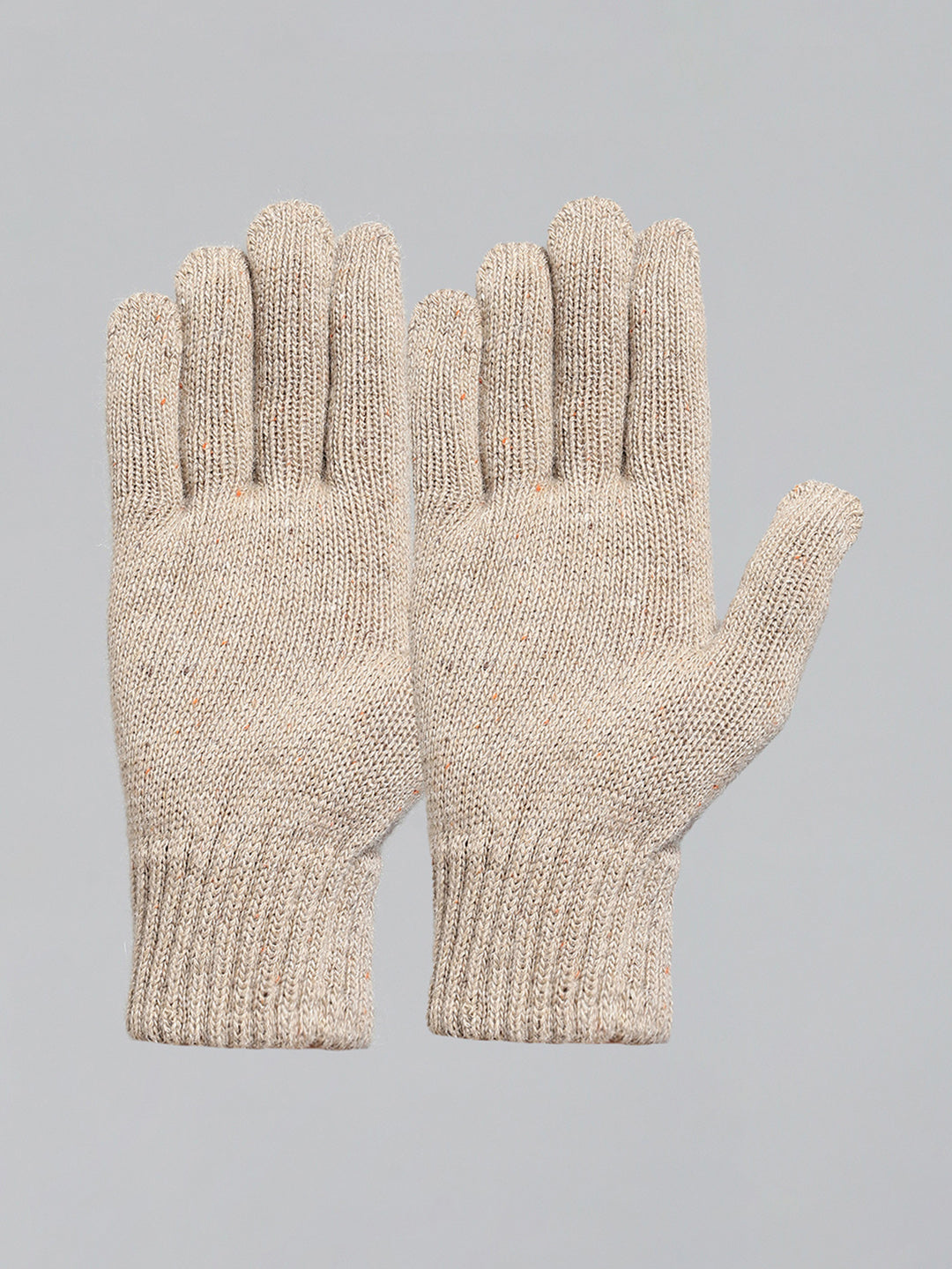 Men Beige Solid Gloves