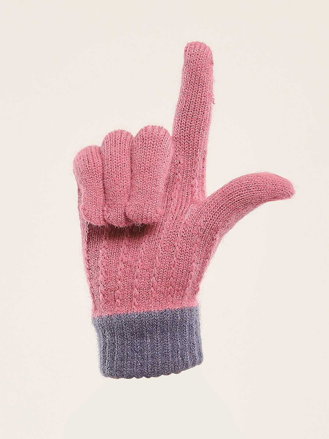 Women Pink Self Design Gloves