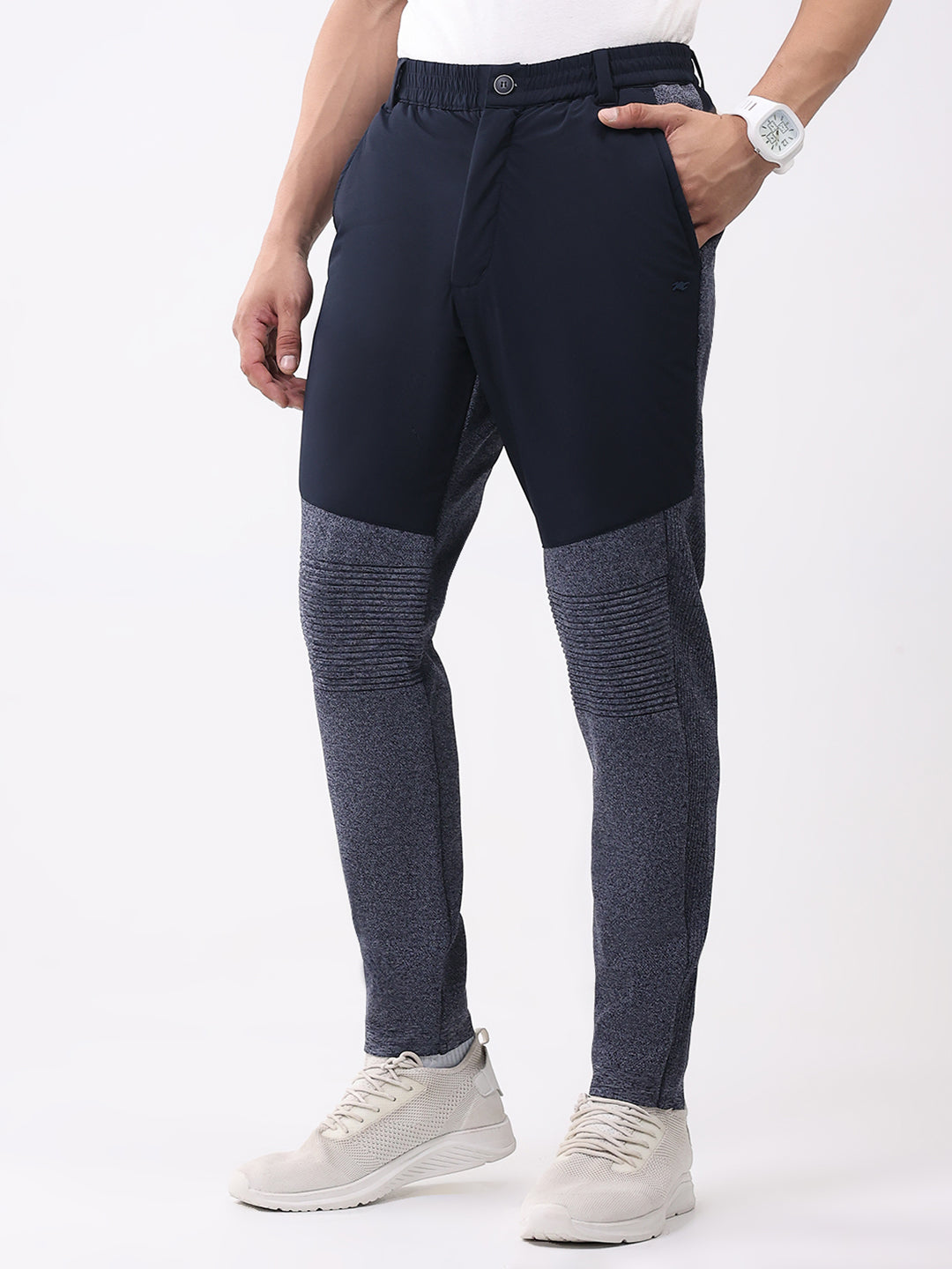 Men Blue Self Design Mock Neck Full Sleeve Cords Set