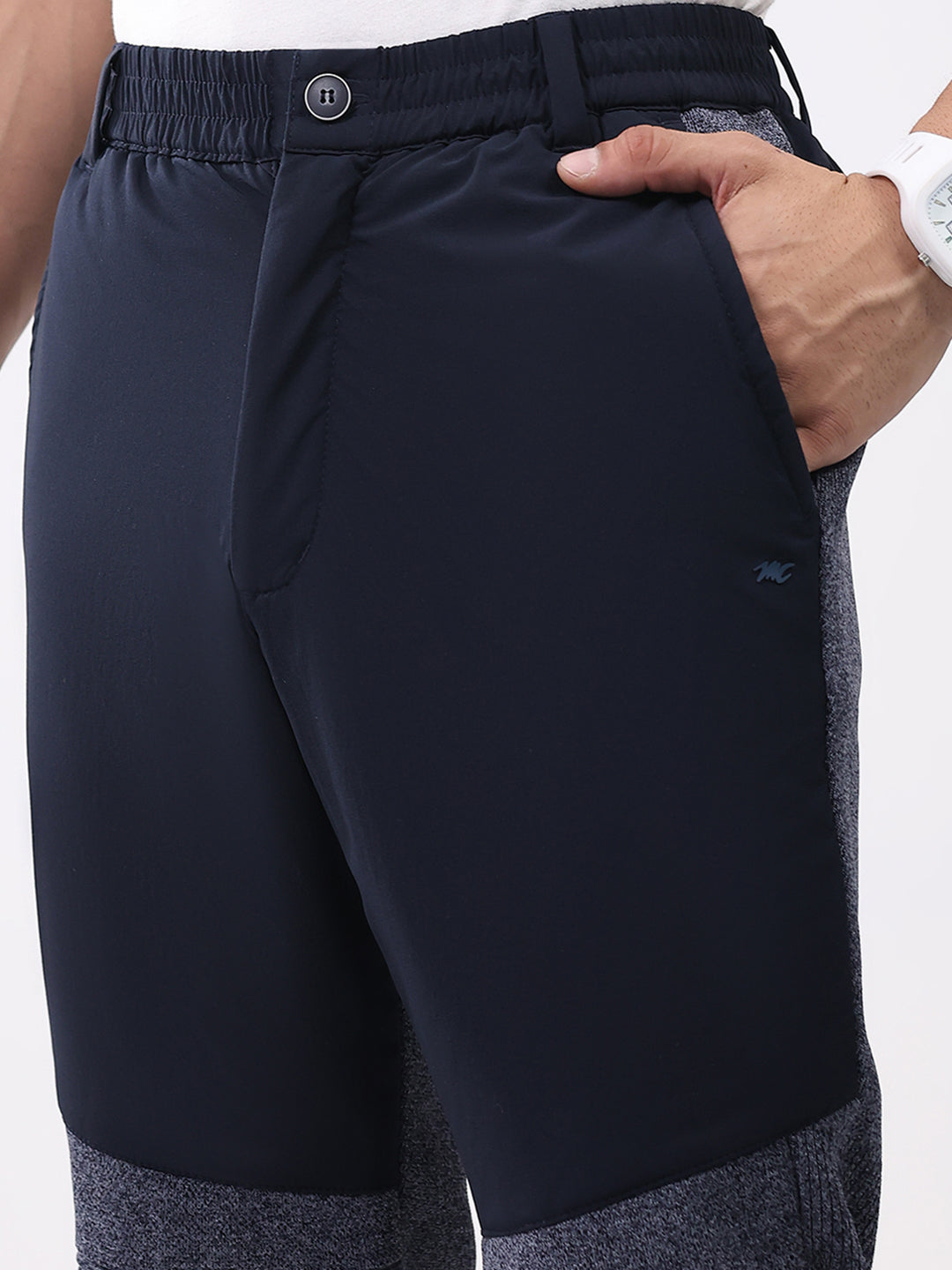 Men Blue Self Design Mock Neck Full Sleeve Cords Set