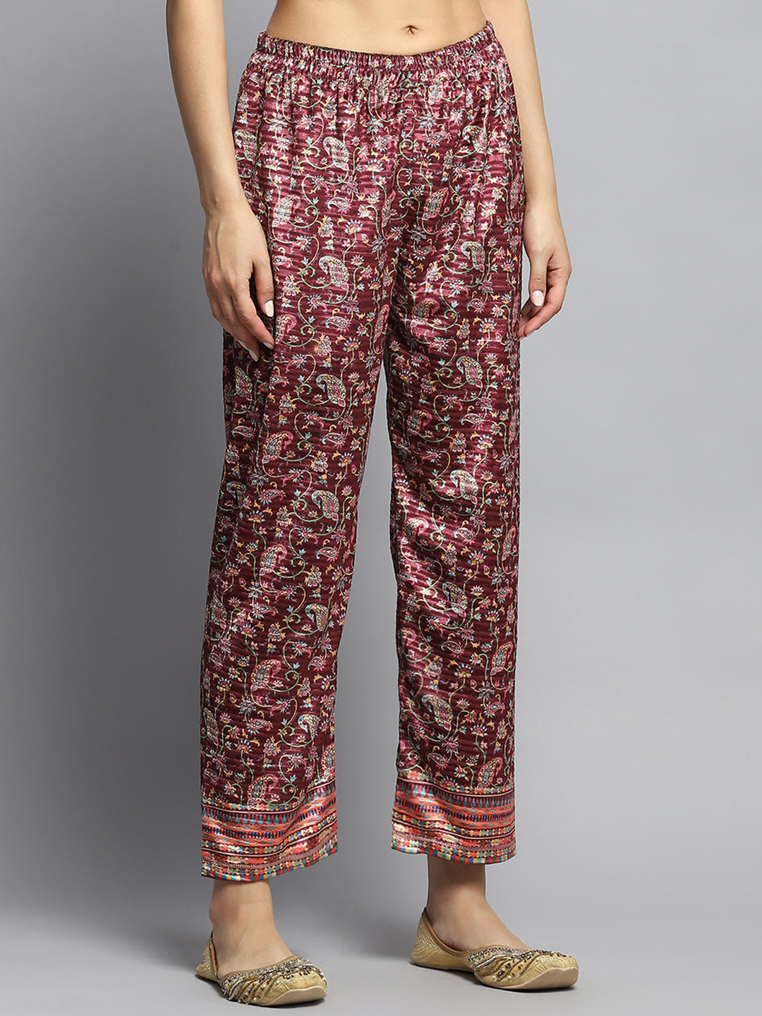 Women Multicolor Self Design Round Neck Full Sleeve Kurti Set with Bag