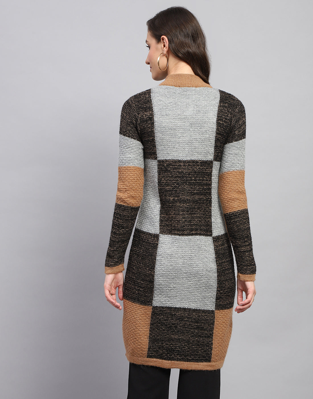 Women Multicolor Self Design Round Neck Full Sleeve Knitted coat