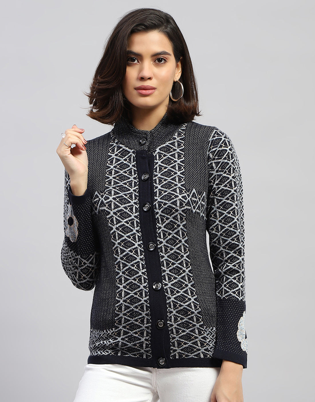 Round Neck Cardigan - Blue main image 0