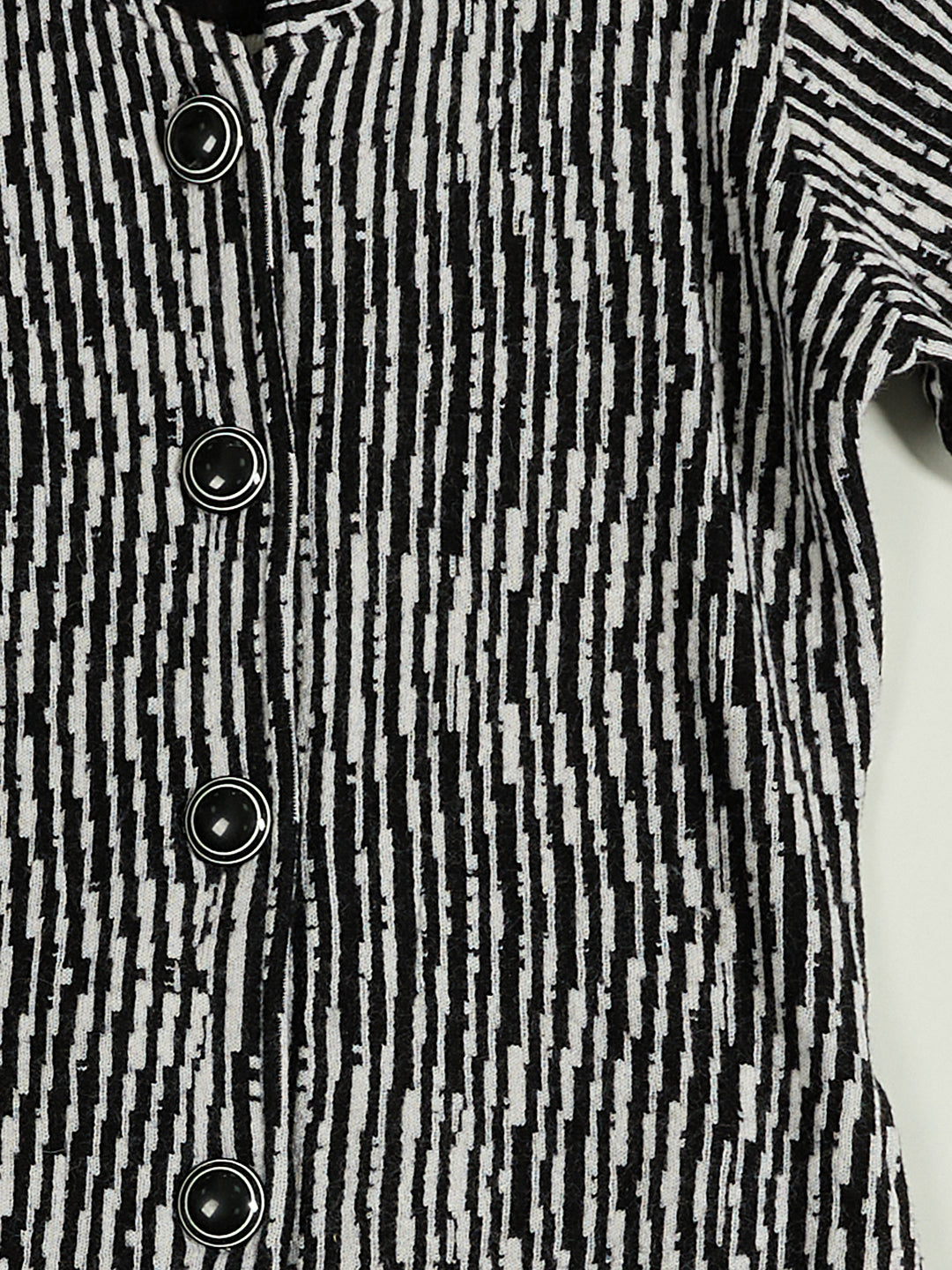 Women Black Jacquard Turtle Neck Full Sleeve Coat