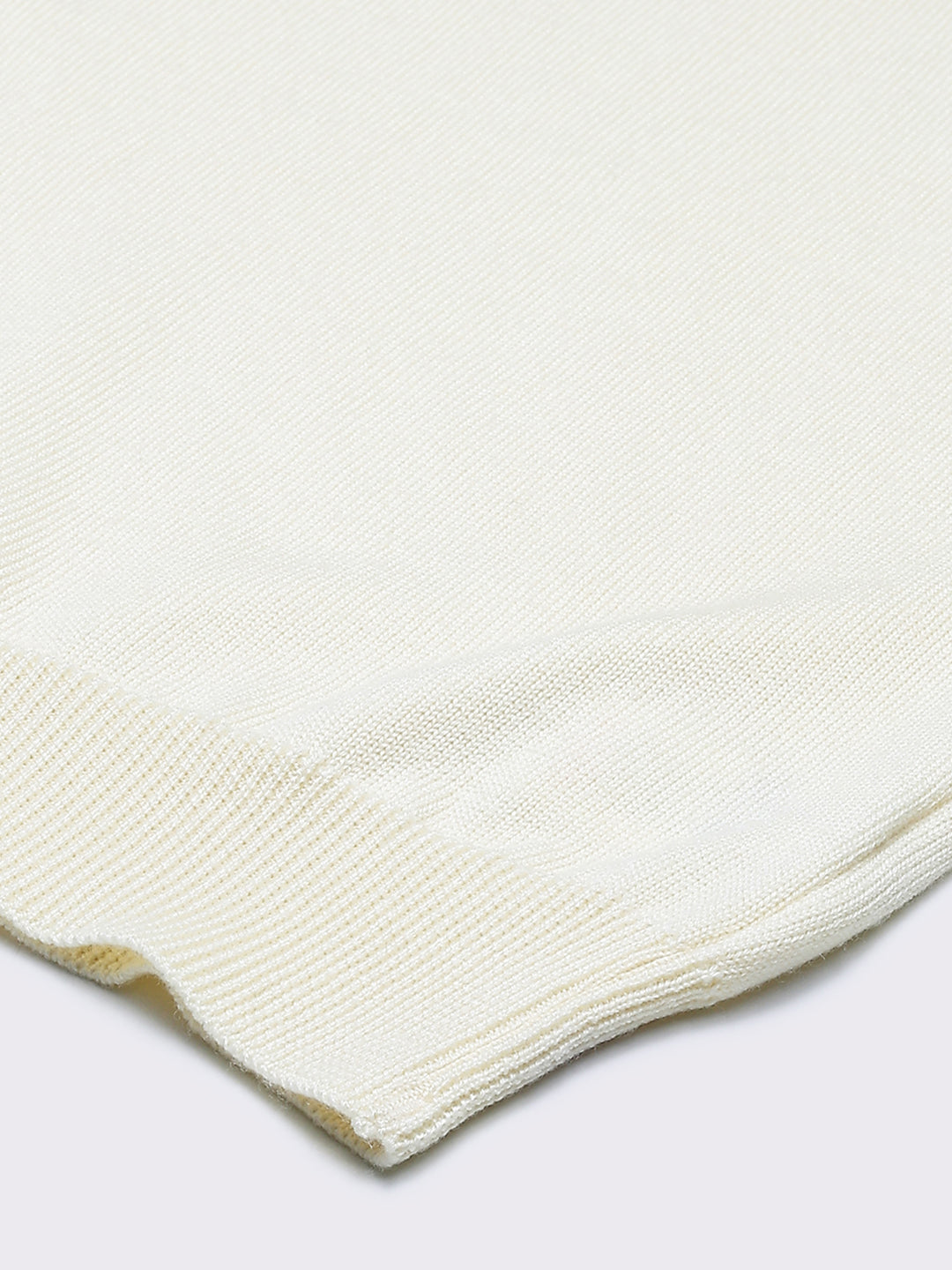 Men Cream Solid V Neck Full Sleeve Pullover