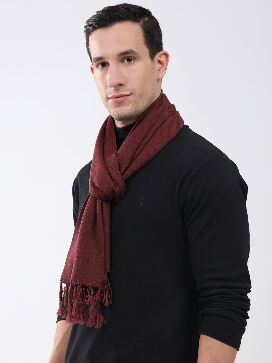Men Maroon Solid Pure Wool Muffler