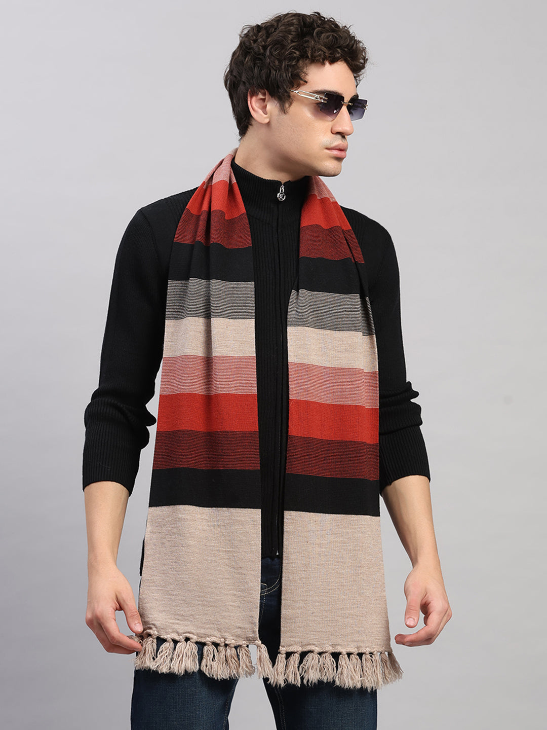 Men Multicolor Printed Pure Wool Muffler