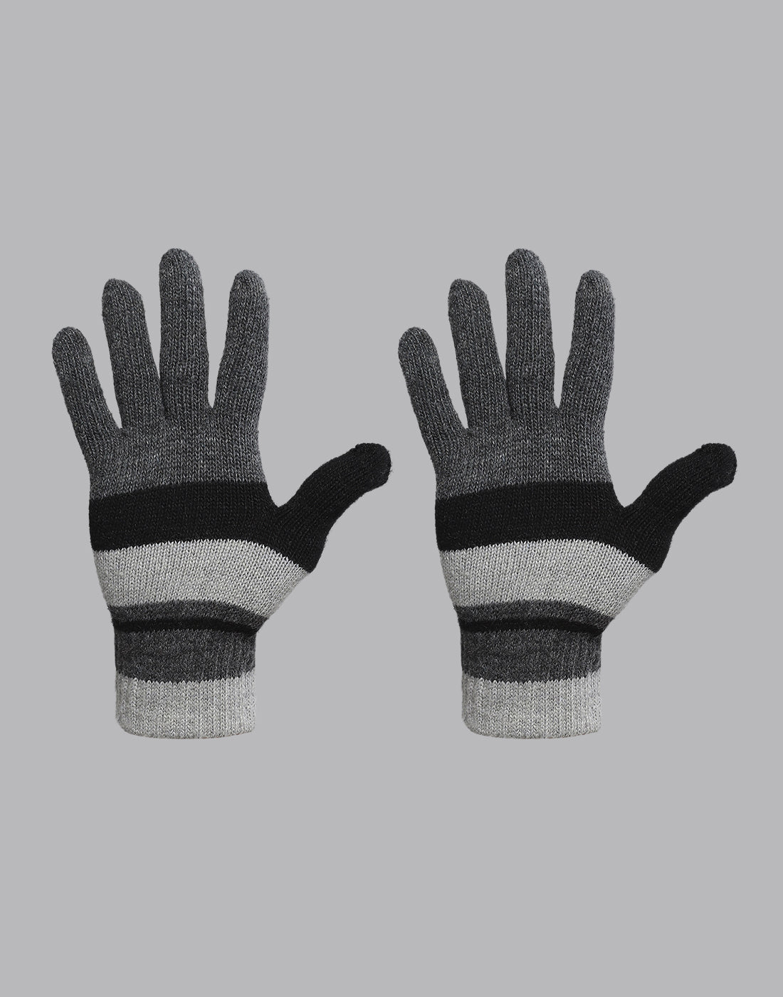 Men Grey Printed Blend Wool Gloves