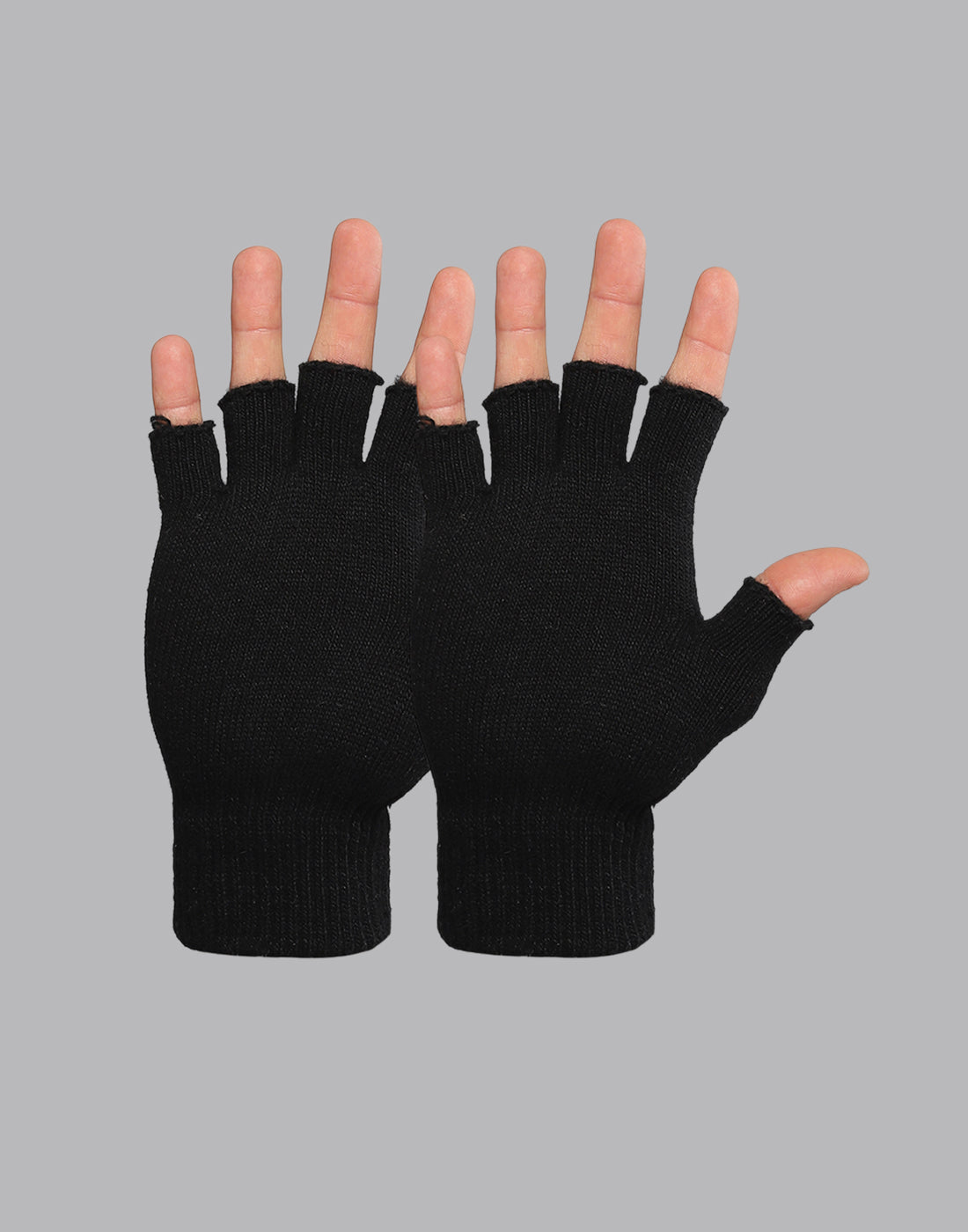 Men Black Printed Blend Wool Gloves