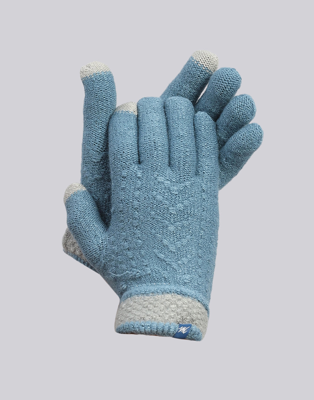 Women Sea Green Printed Blend Wool Gloves