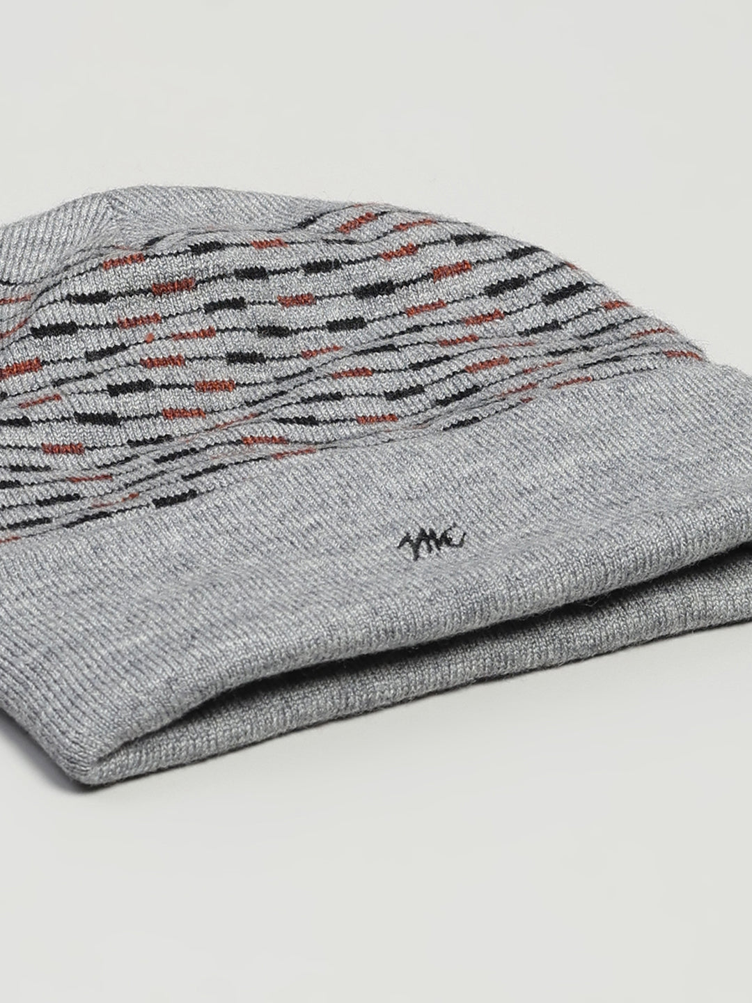 Men Grey Printed Pure Wool Cap