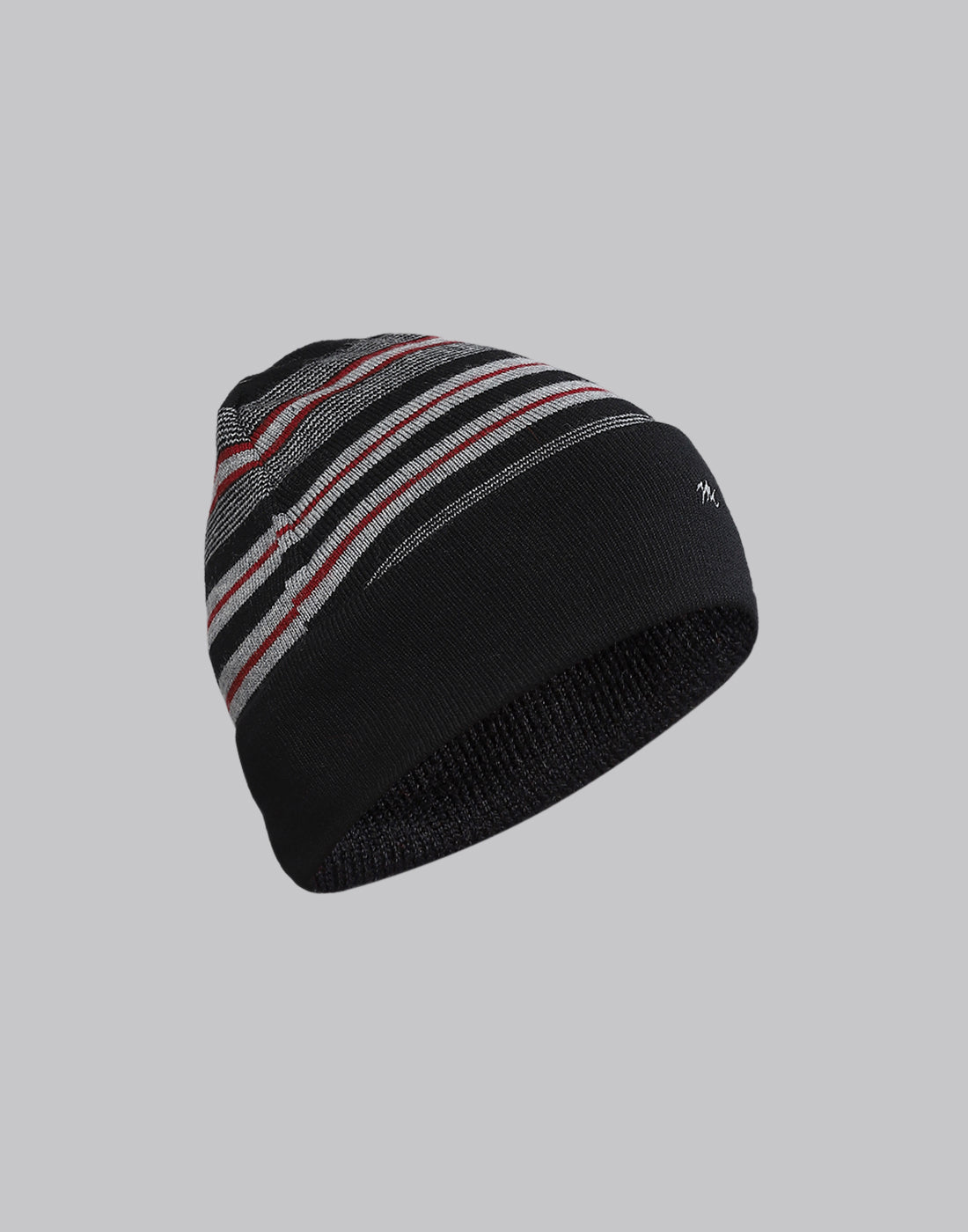 Men Black Printed Pure Wool Cap