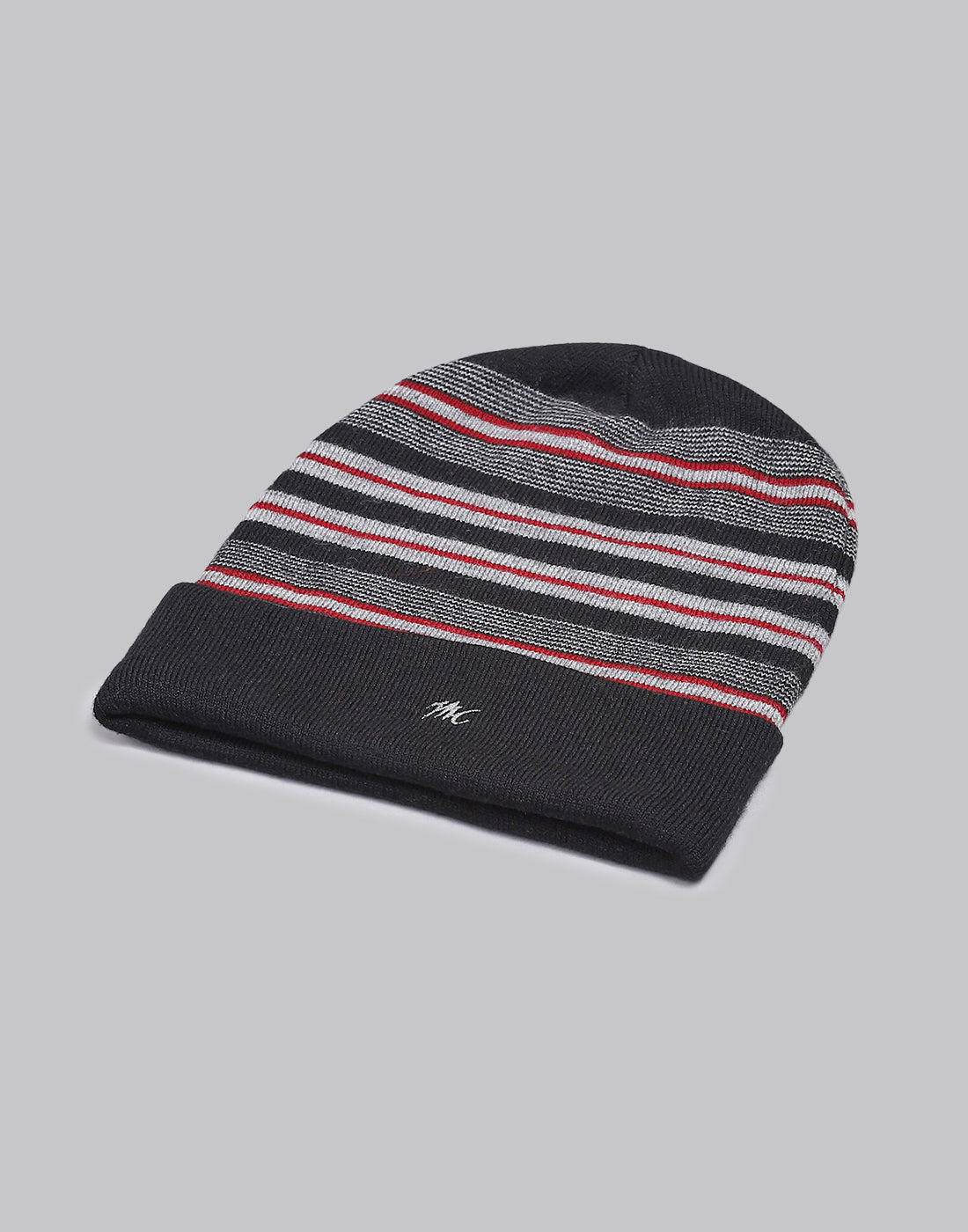 Men Black Printed Pure Wool Cap