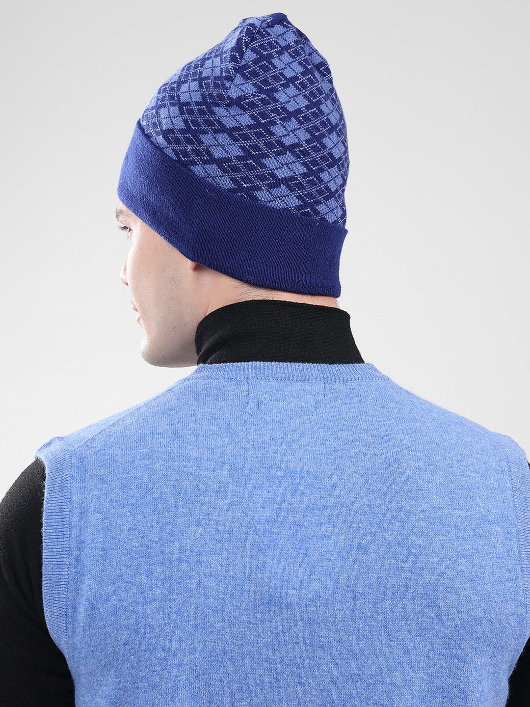 Men Blue Self Design Cap