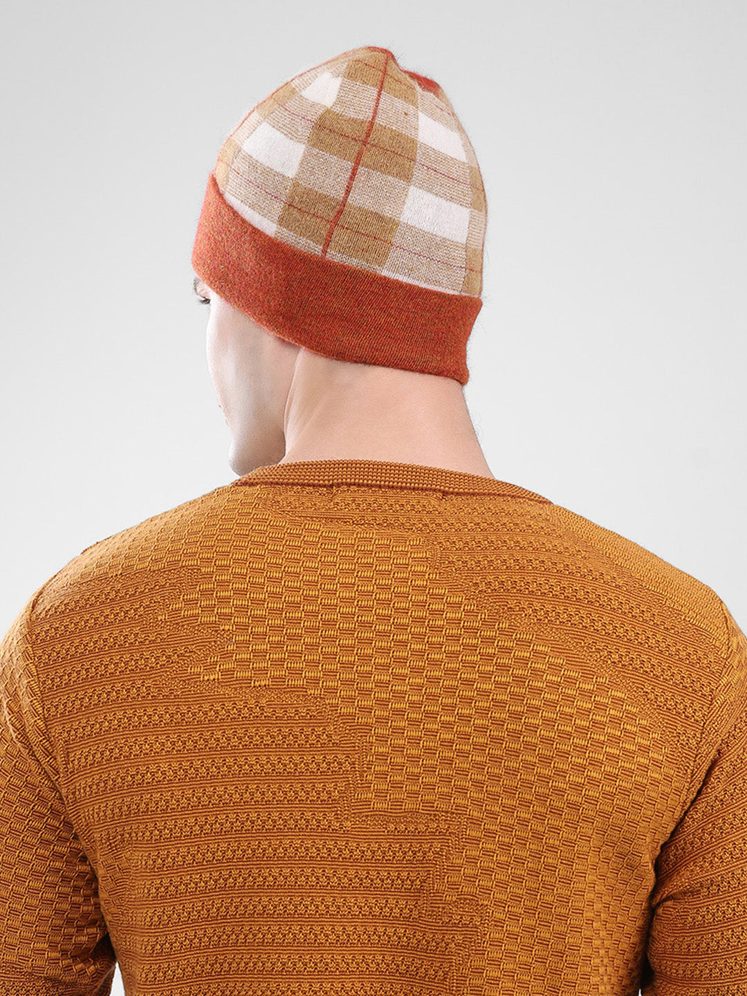 Men Rust Self Design Cap