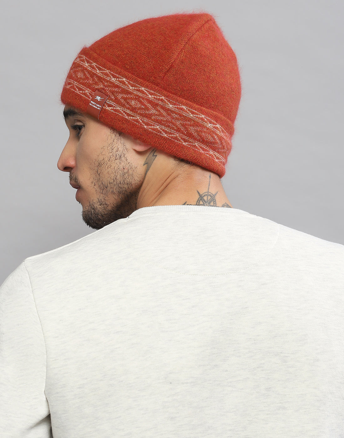 Men Rust Printed Angoora Cap