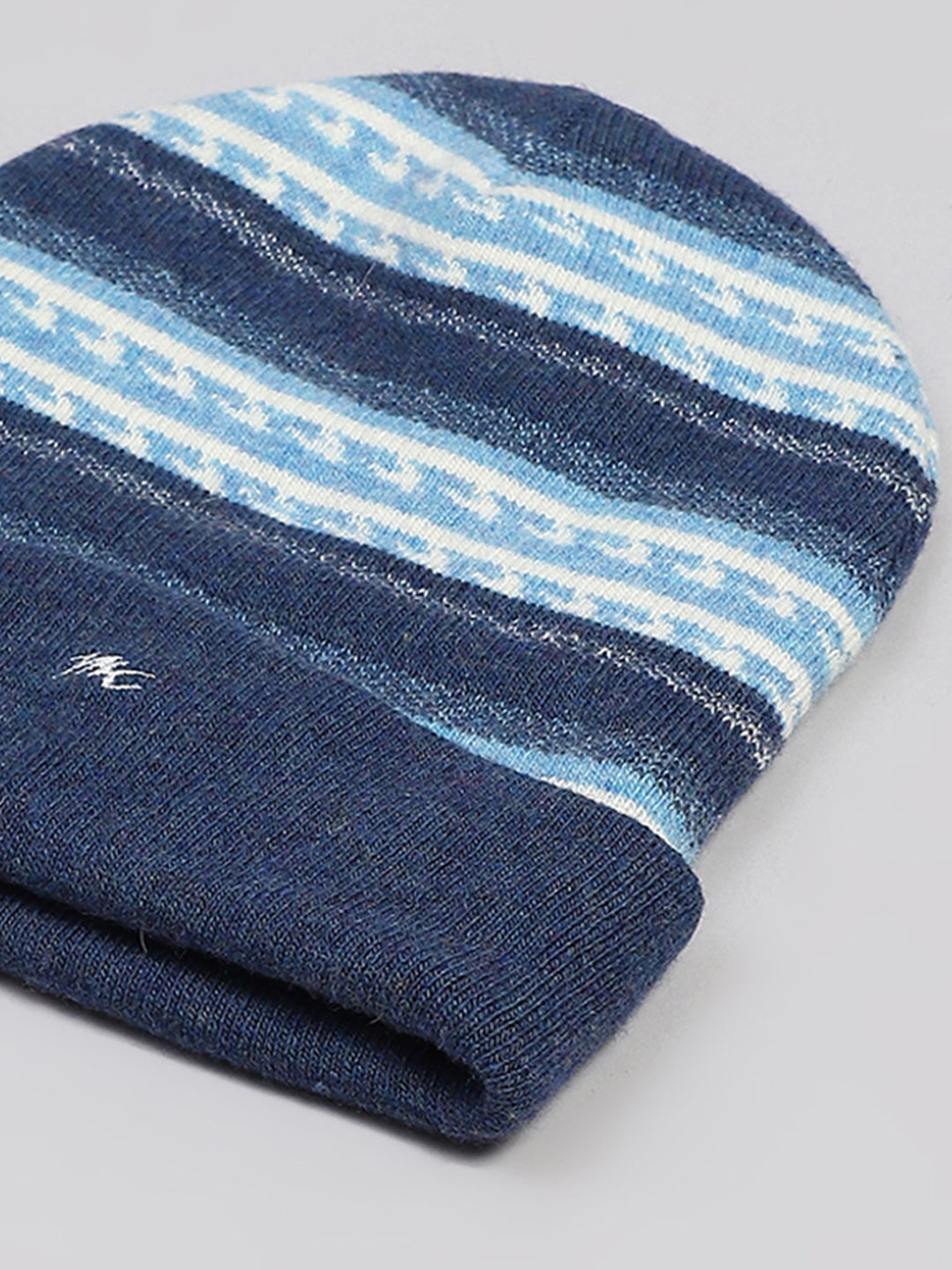Men Blue Printed Blend Wool Cap