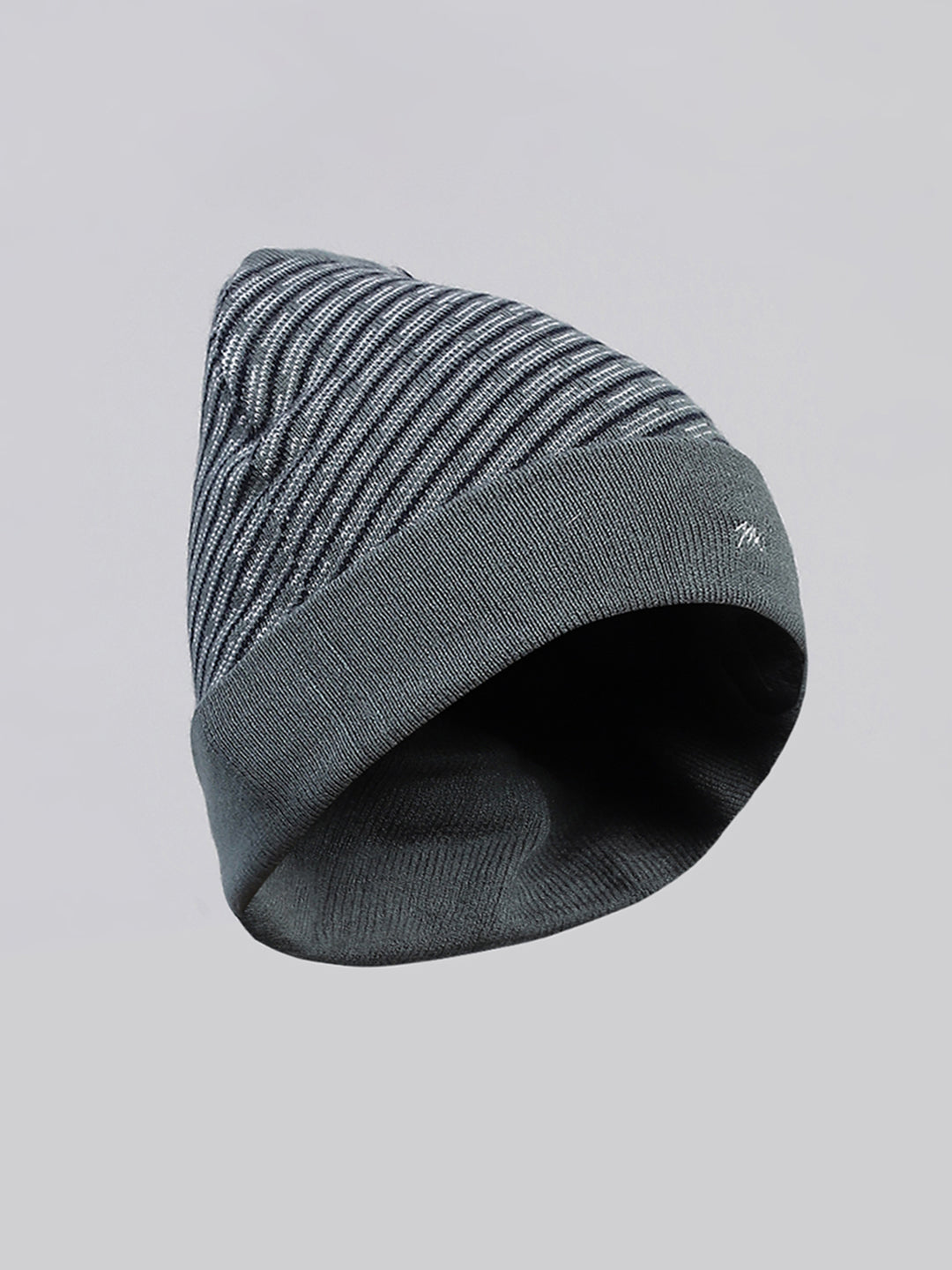 Men Grey Printed Blend Wool Cap