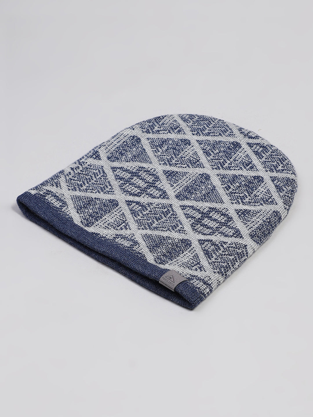 Men Blue Printed Blend Wool Cap