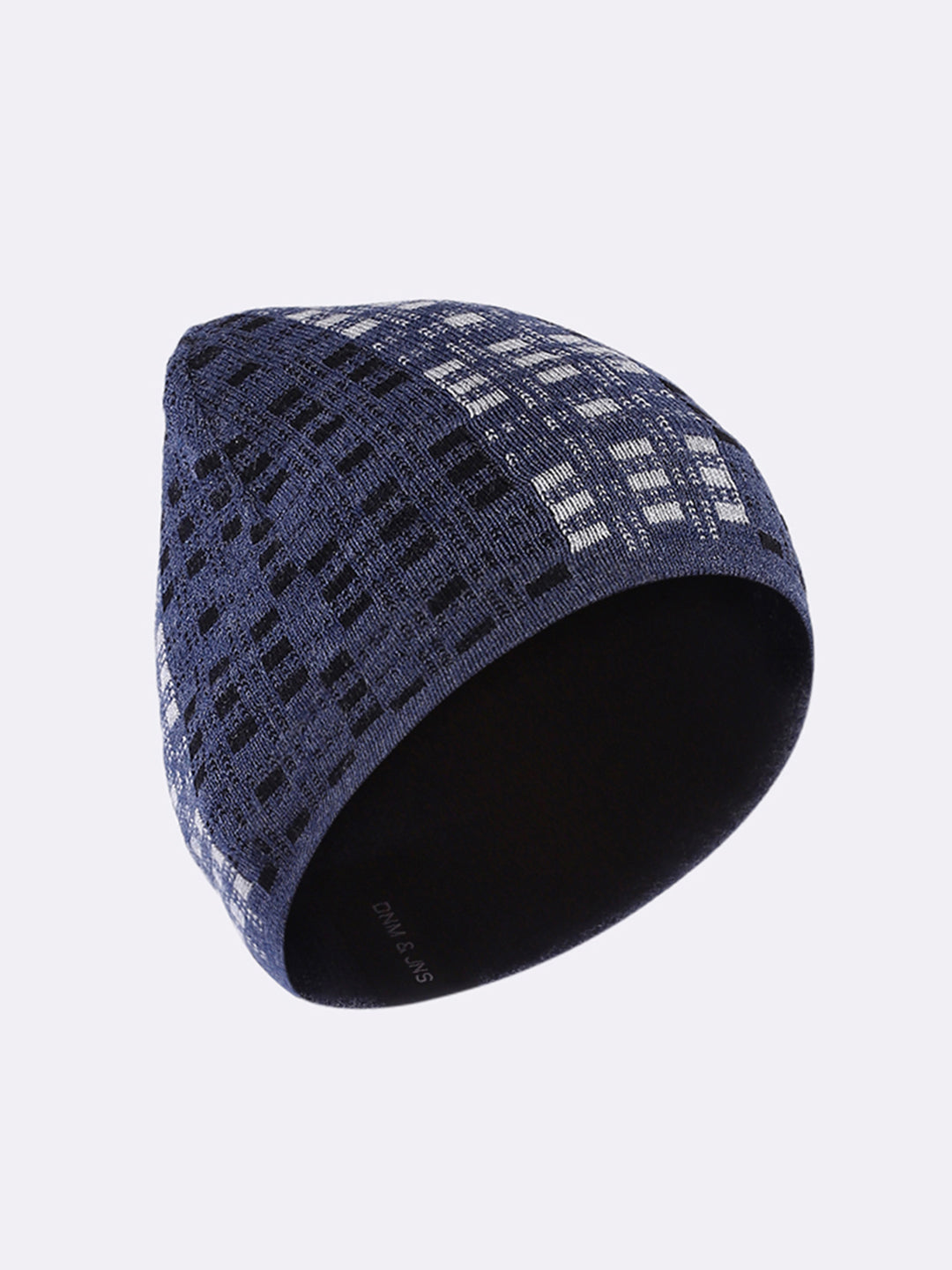 Men Blue Self Design Blend Wool Cap