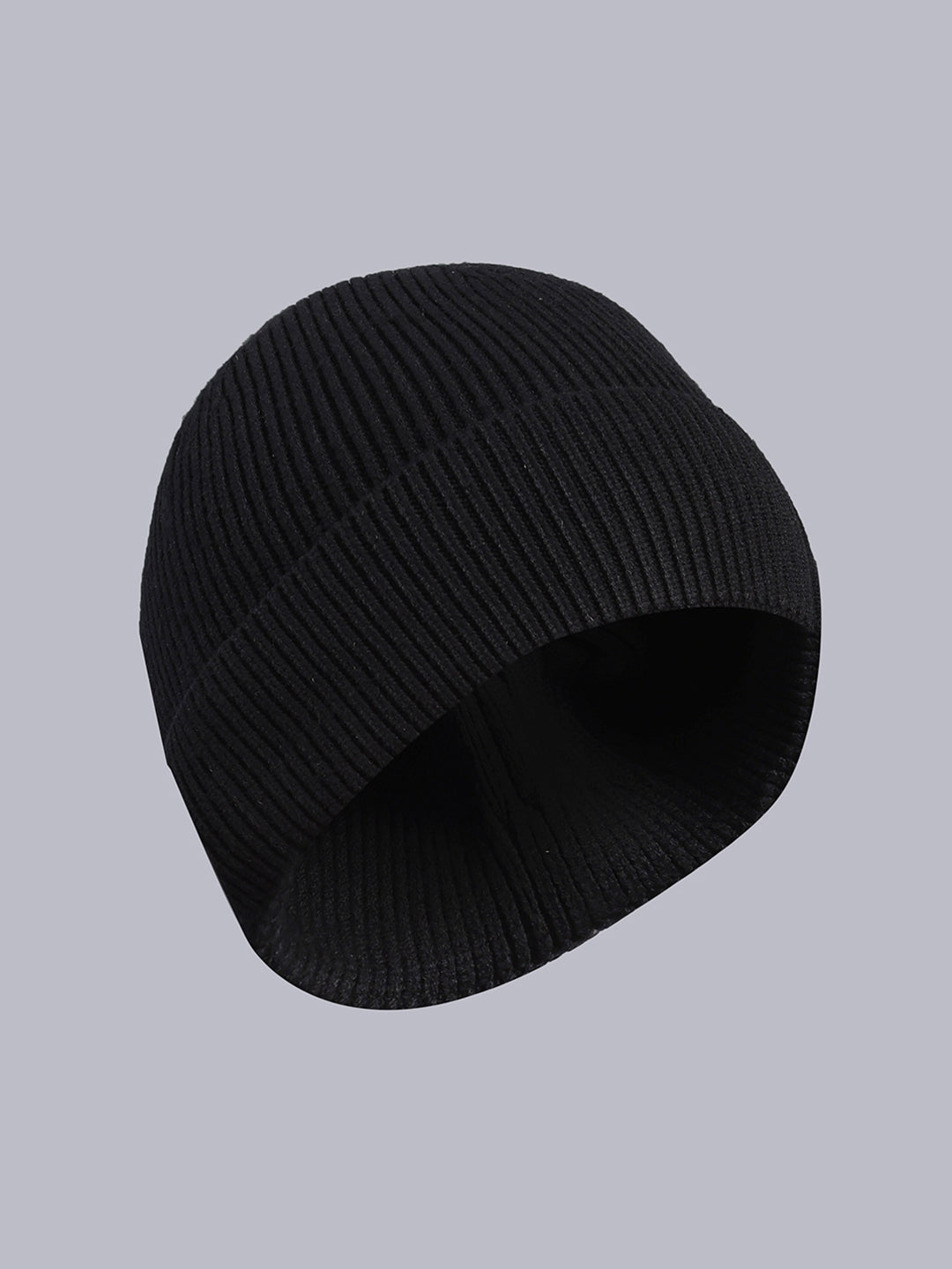 Men Black Printed Blend Wool Cap