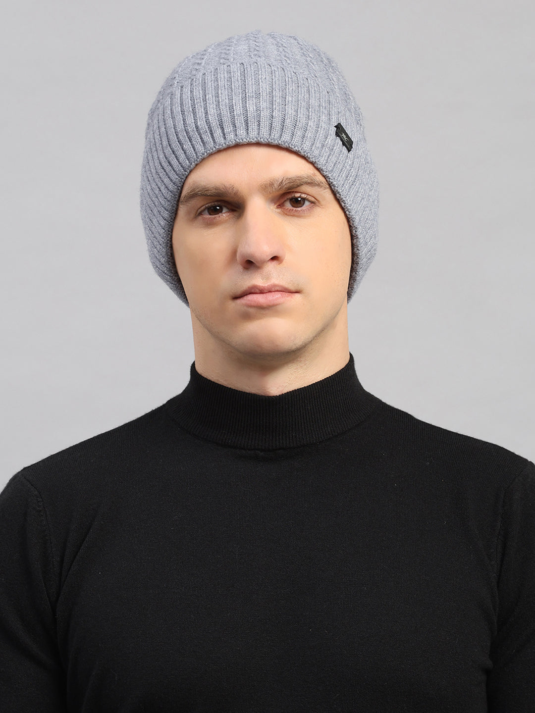 Men Grey Printed Blend Wool Cap
