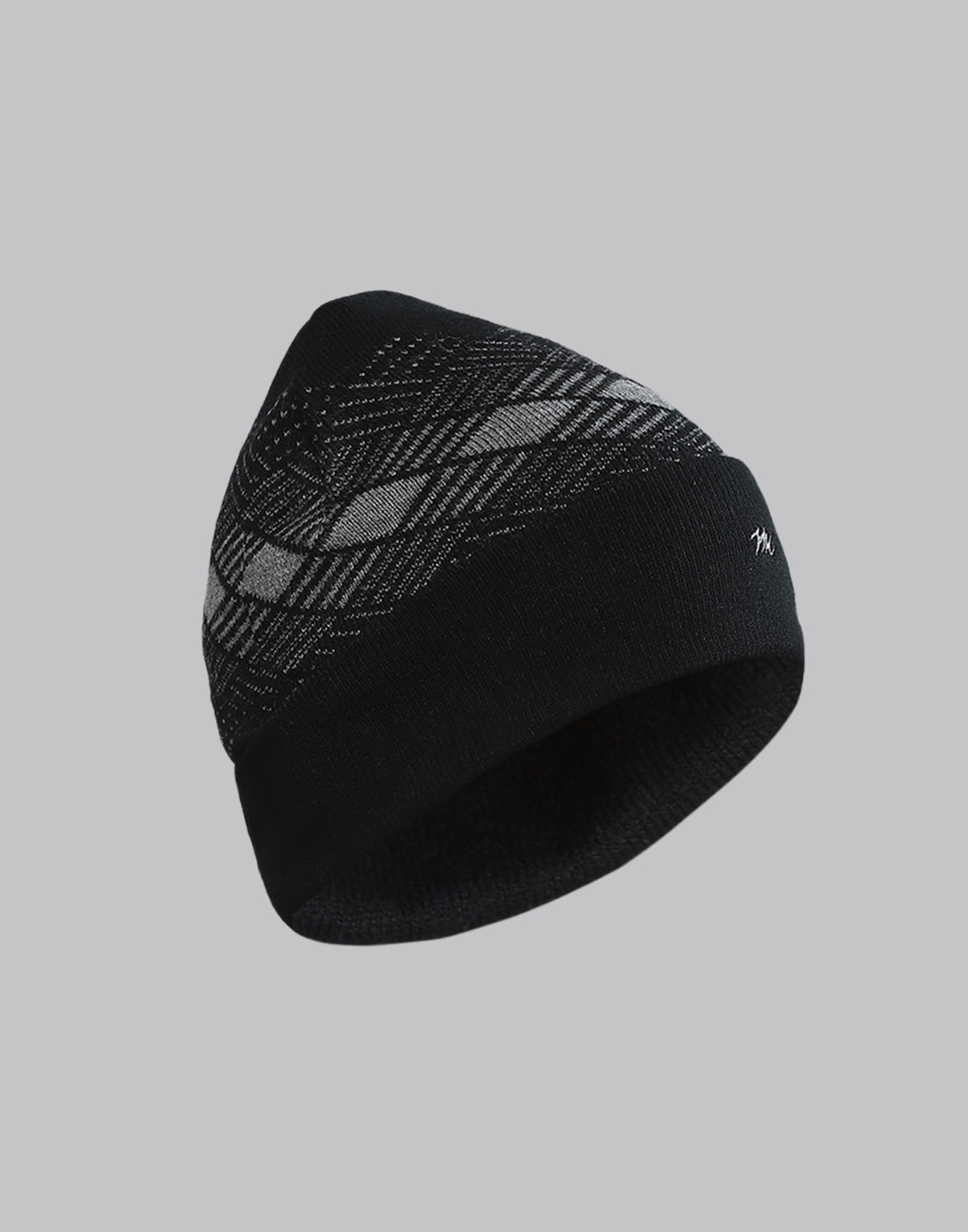 Men Black Printed Blend Wool Cap
