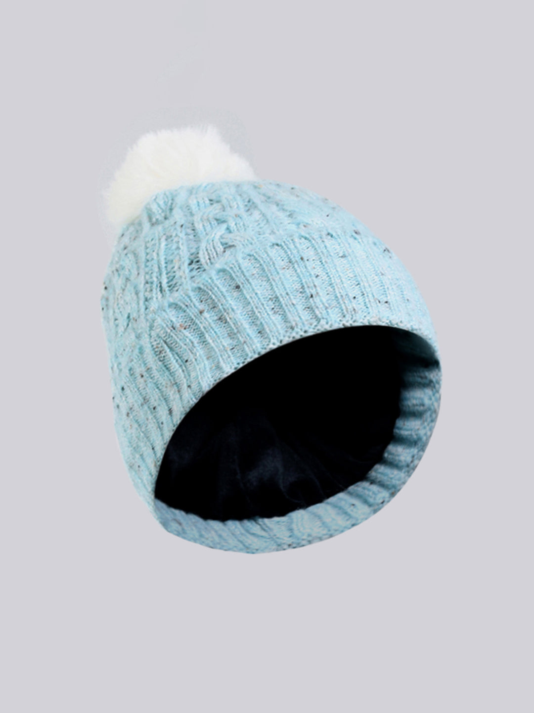 Women Blue Self Design Blend Wool Cap