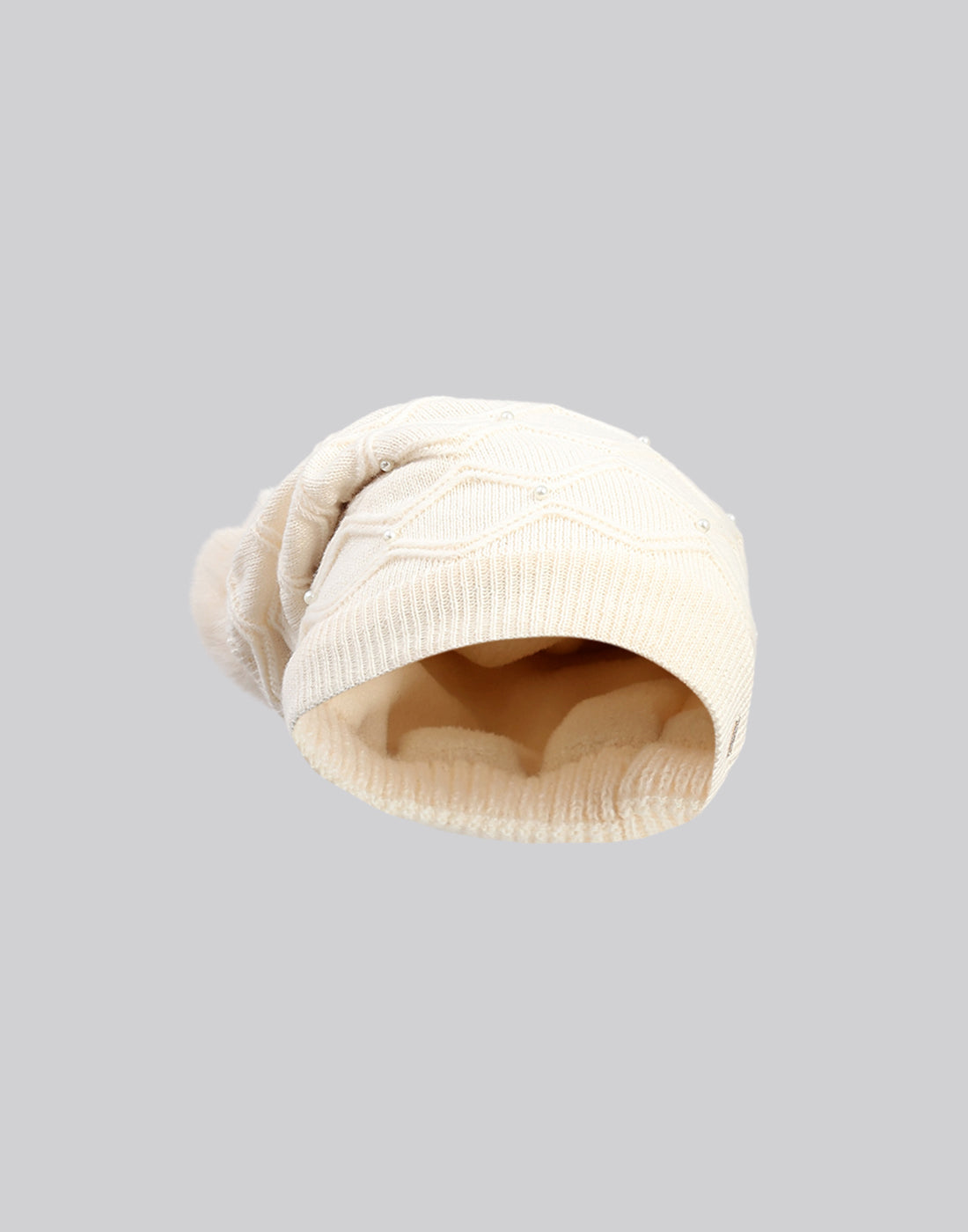 Women Off White Printed Blend Wool Cap