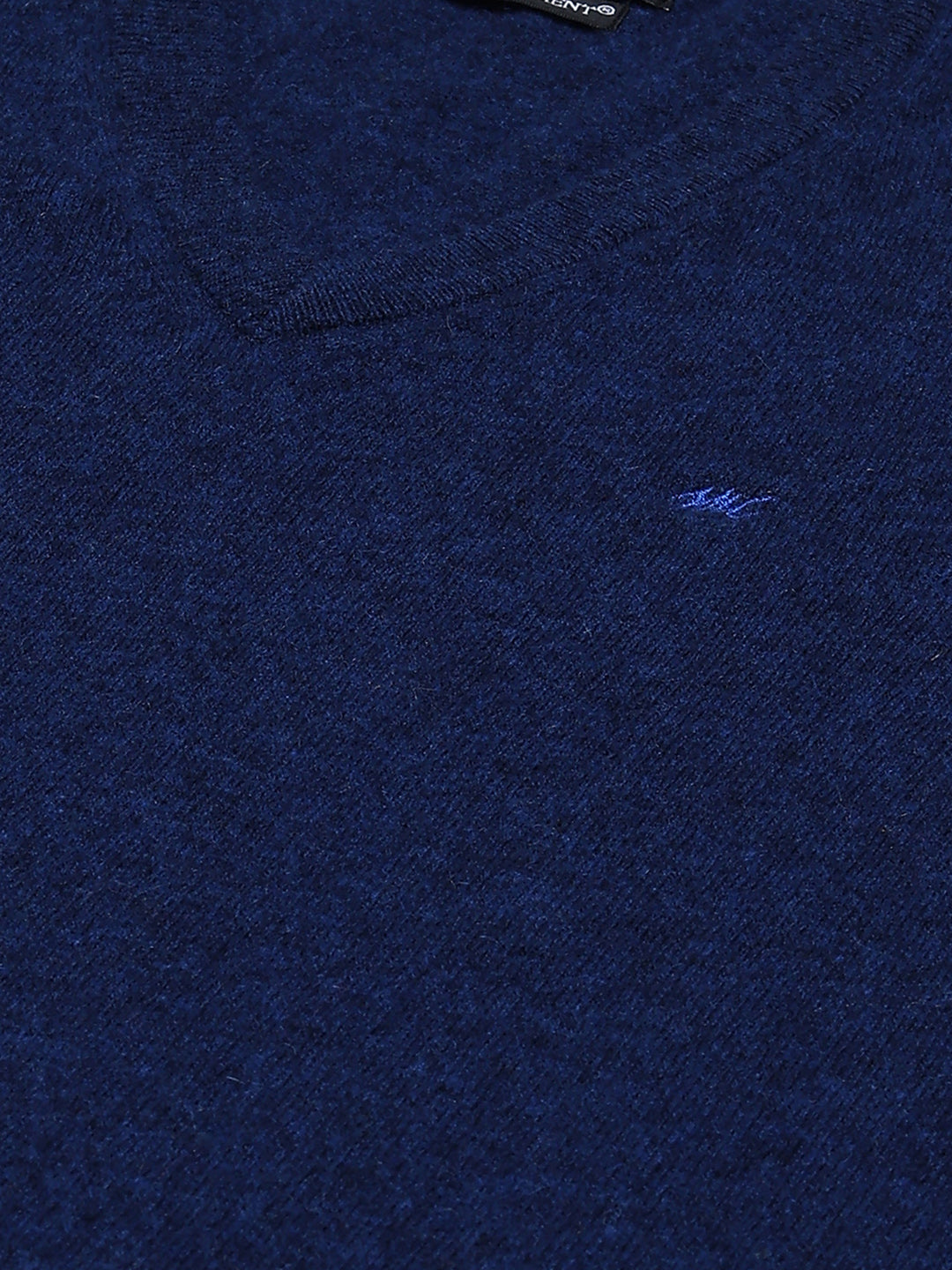 Men Blue Solid V Neck Sleeveless Sweater