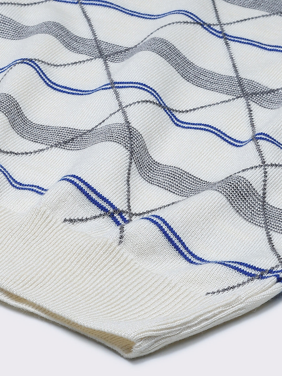 Men Cream Printed V Neck Sleeveless Sweater