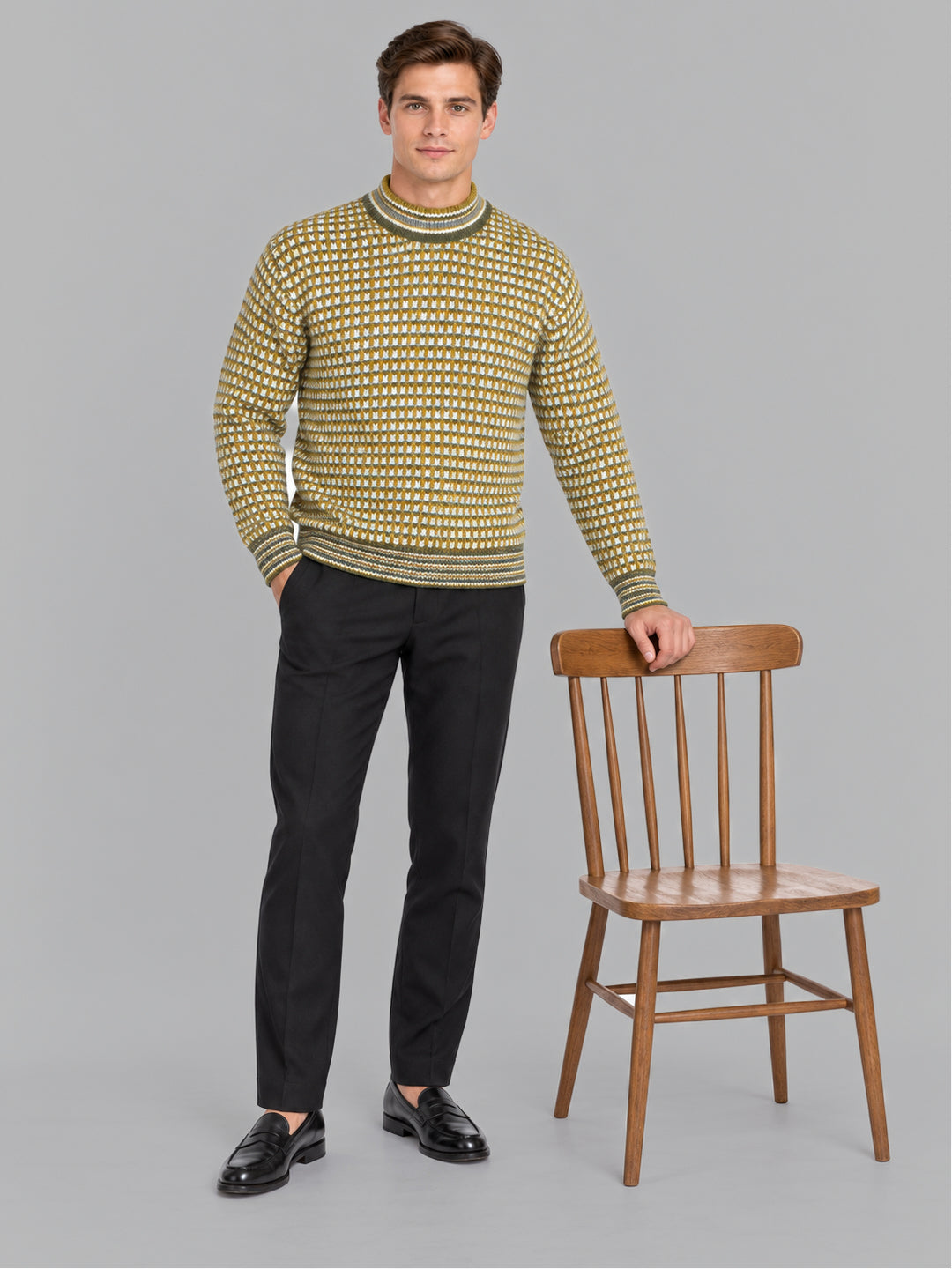 Men Green Designer Turtle Neck Full Sleeve Pullover