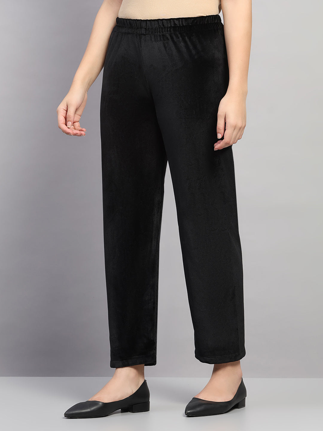 Women Black Printed Round Neck Full Sleeve 3 Pc Kurti Set for Winter