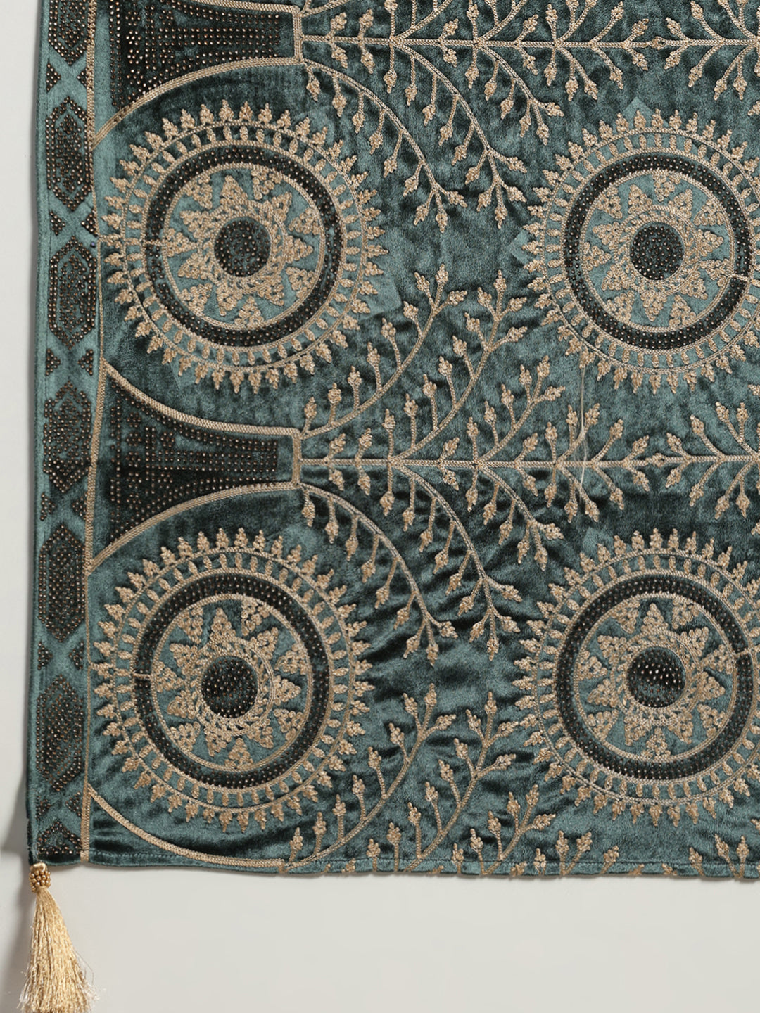 Women Green Printed Round Neck Full Sleeve 3 Pc Kurti Set for Winter