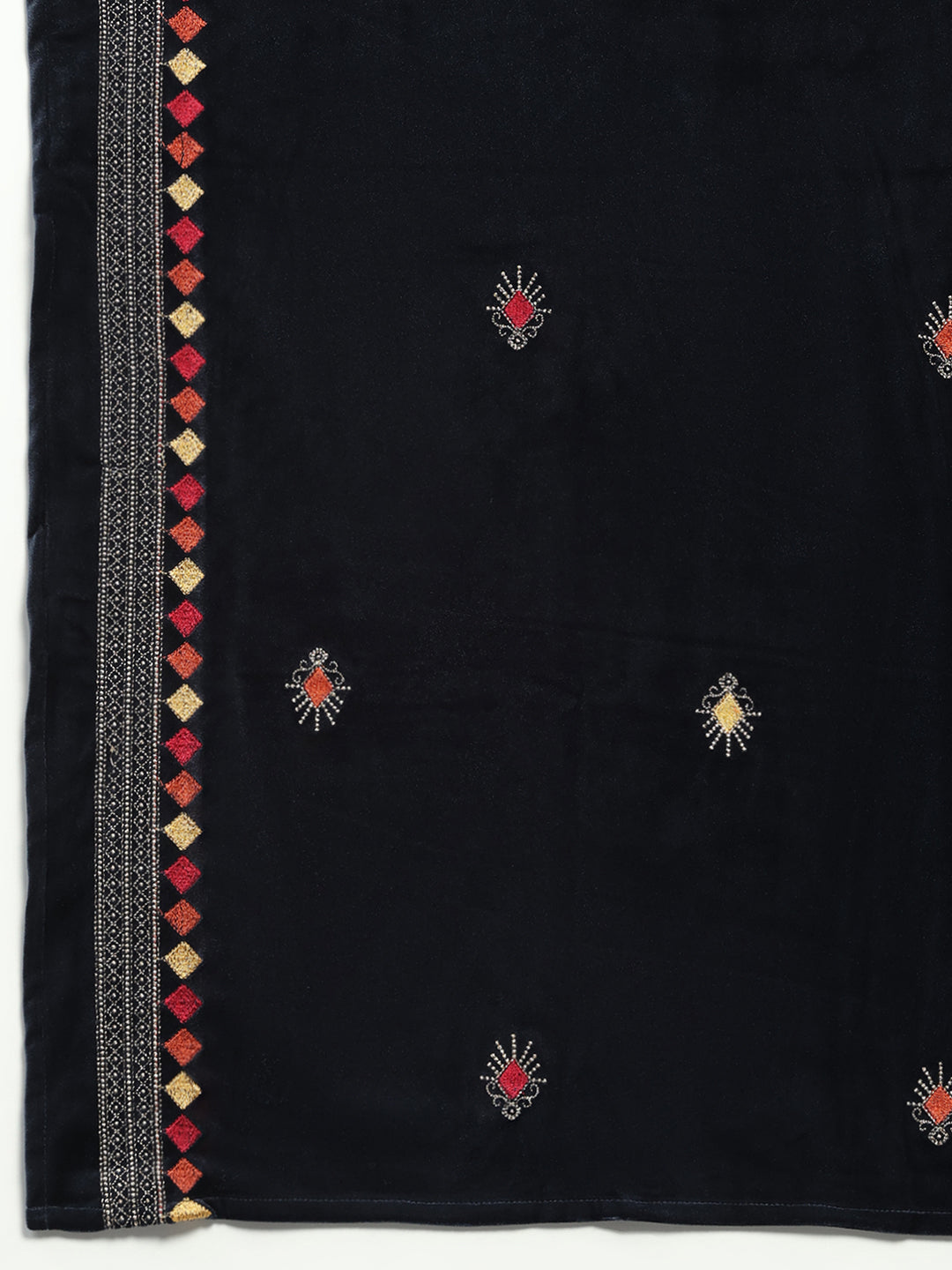 Women Grey Printed Round Neck Full Sleeve 3 Pc Kurti Set for Winter