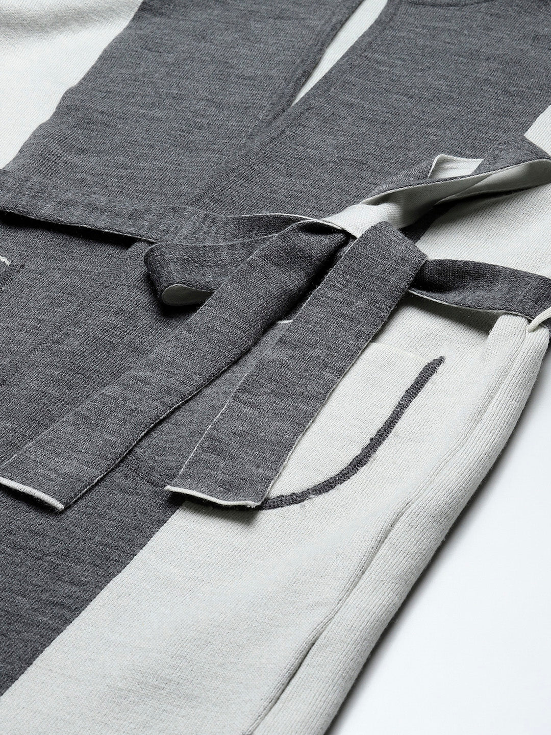 Women Grey Solid Hooded Full Sleeve Cardigan