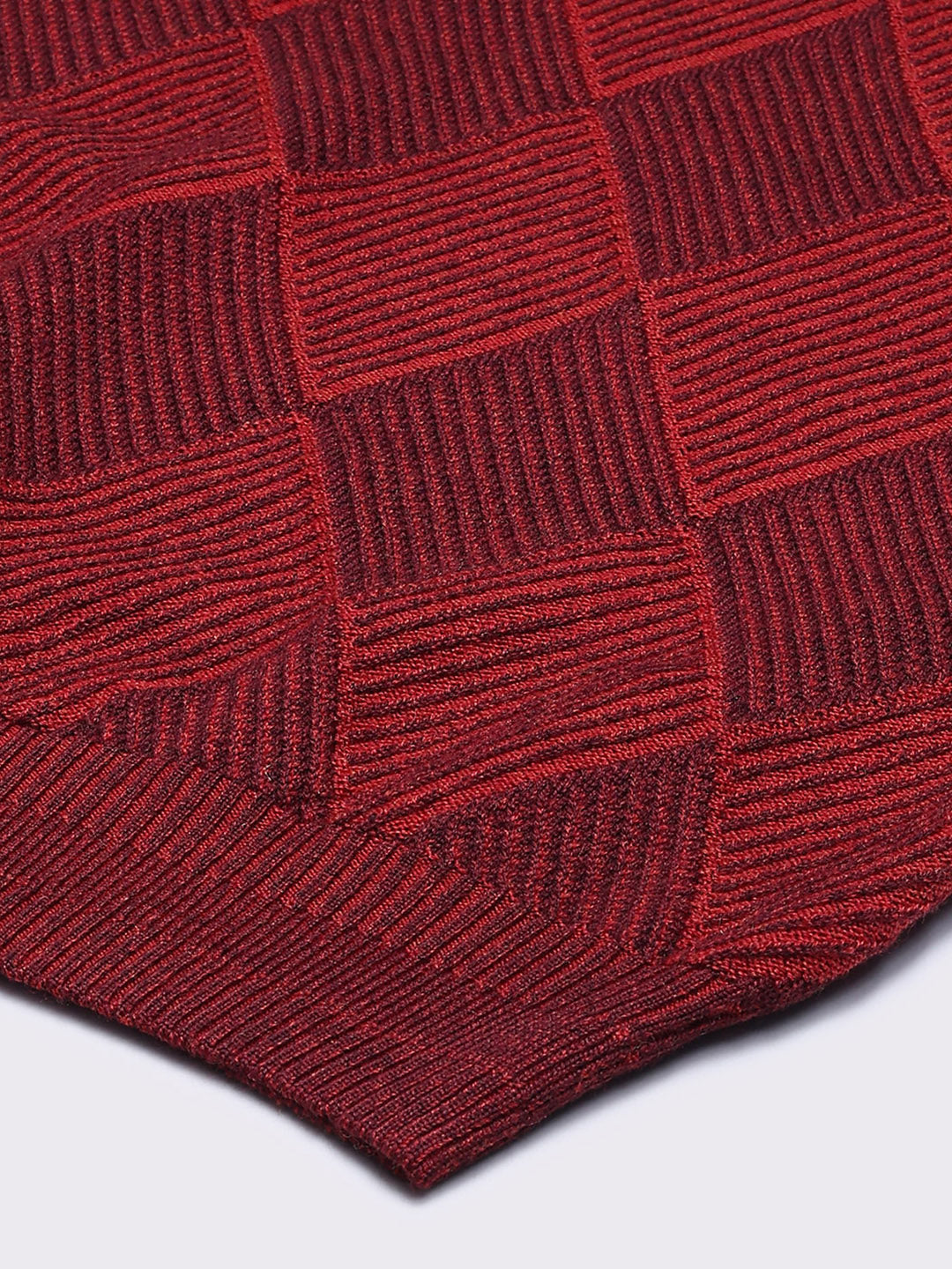 Men Maroon Self Design V Neck Full Sleeve Pullover