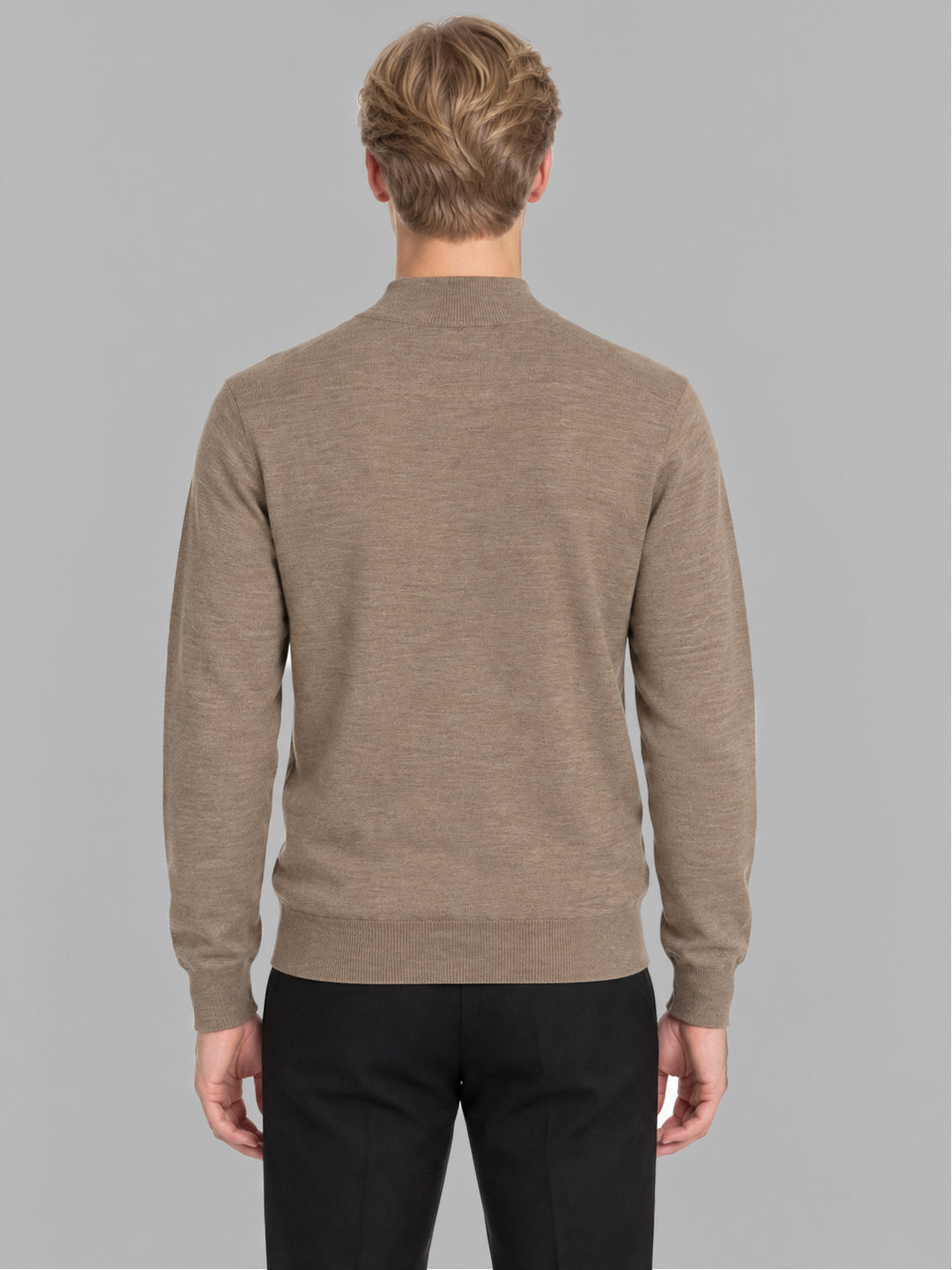 Men Brown Solid Turtle Neck Full Sleeve Pullover