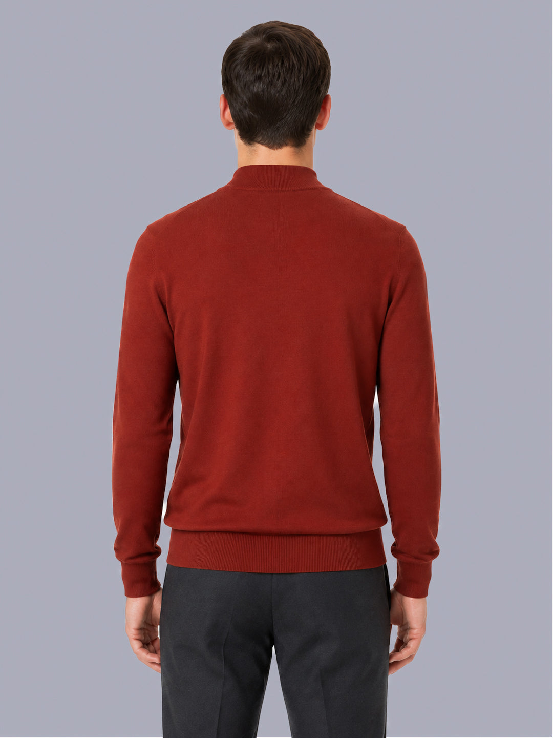 Men Rust Solid Turtle Neck Full Sleeve Pullover